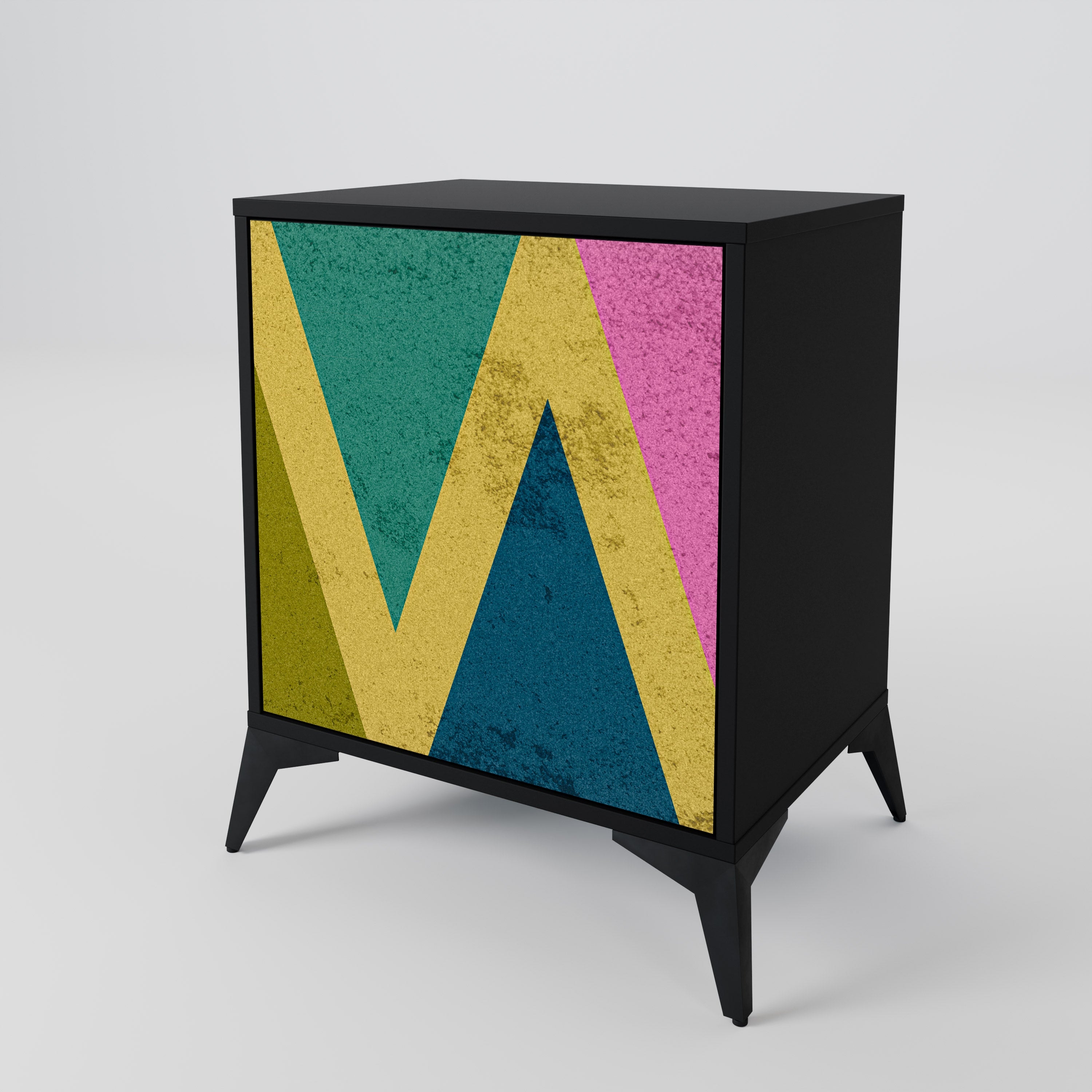 COLORFUL TRIANGLES Sideboard mit 1 Tür in Schwarz