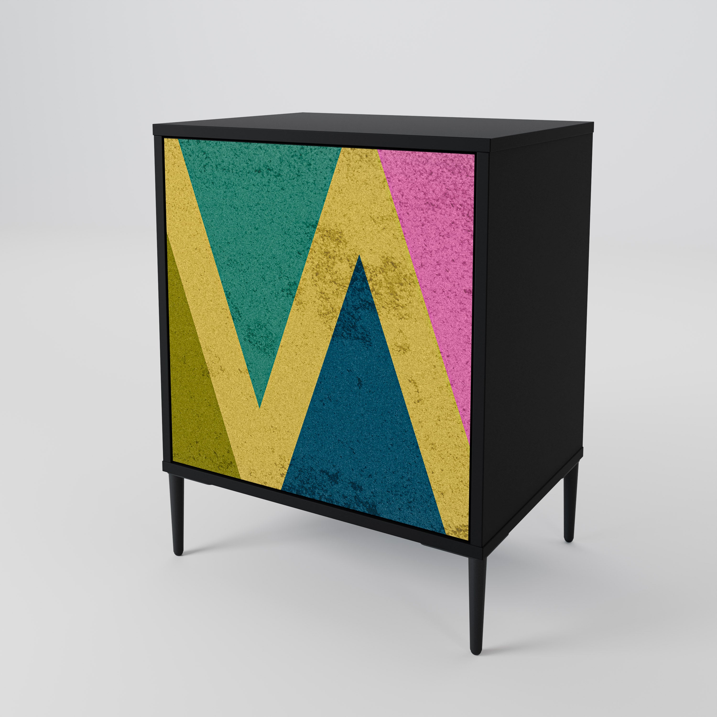 COLORFUL TRIANGLES Sideboard mit 1 Tür in Schwarz