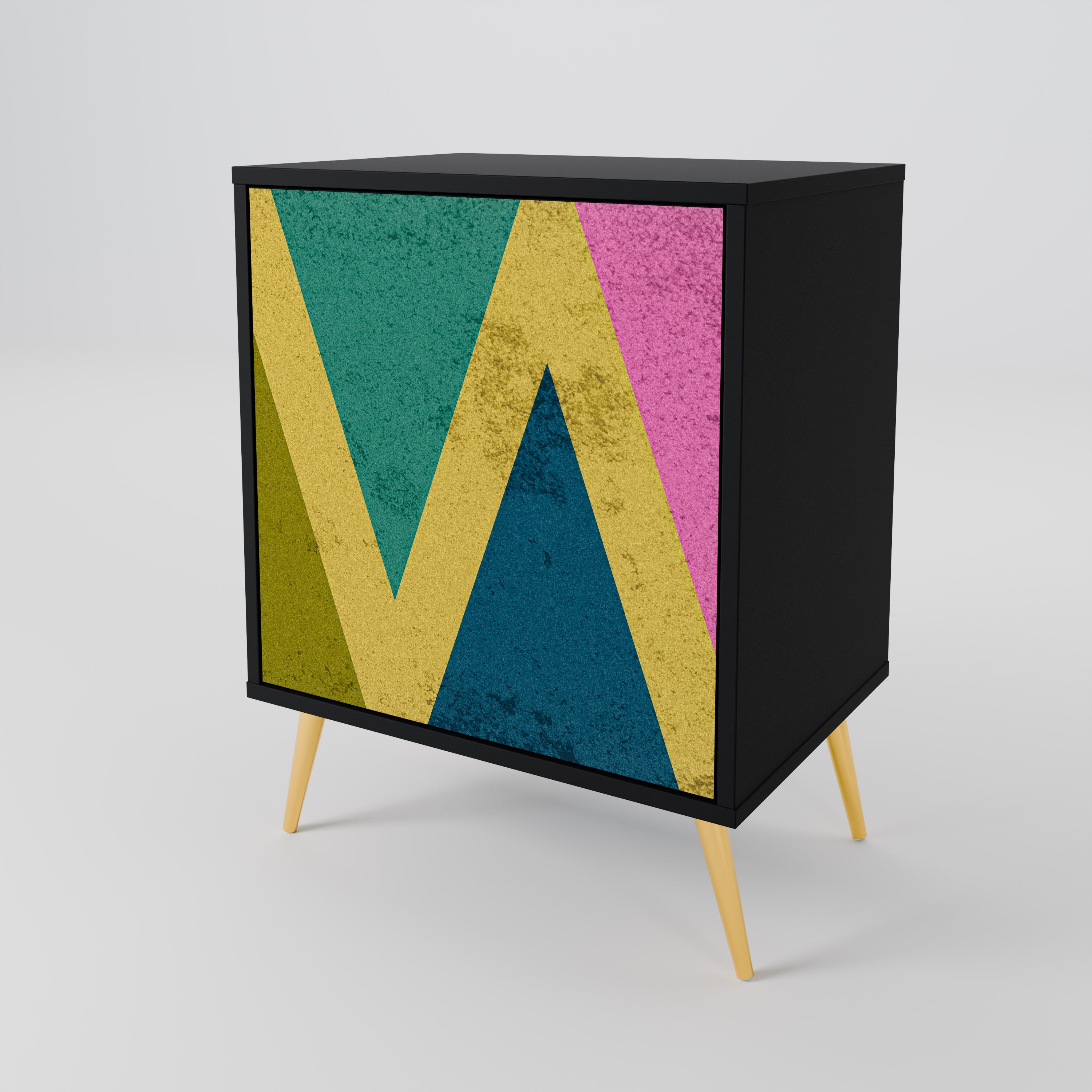 COLORFUL TRIANGLES Sideboard mit 1 Tür in Schwarz