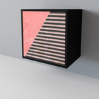 GLAMOROUS STRIPE Sideboard mit 1 Tür in Schwarz