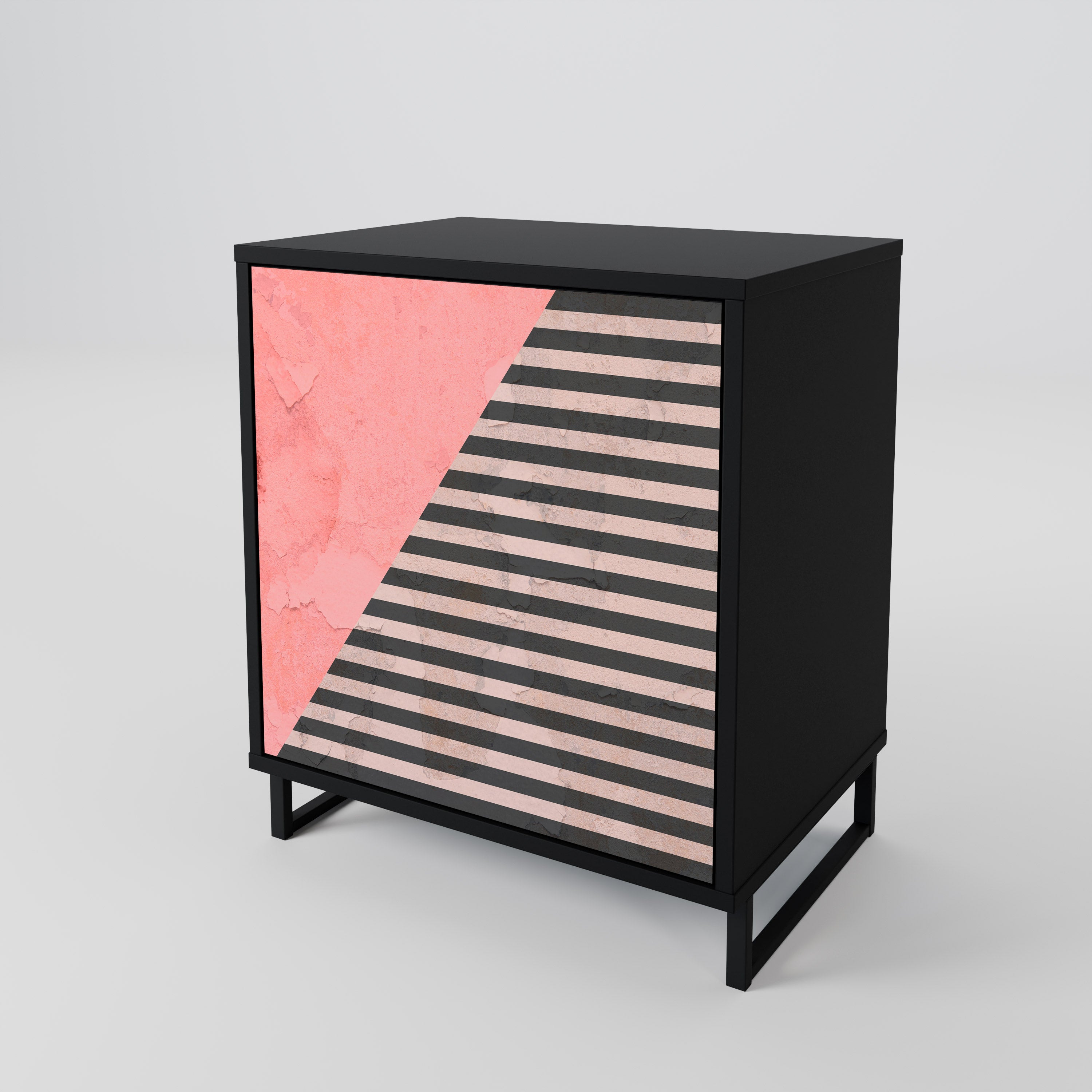 GLAMOROUS STRIPE Sideboard mit 1 Tür in Schwarz