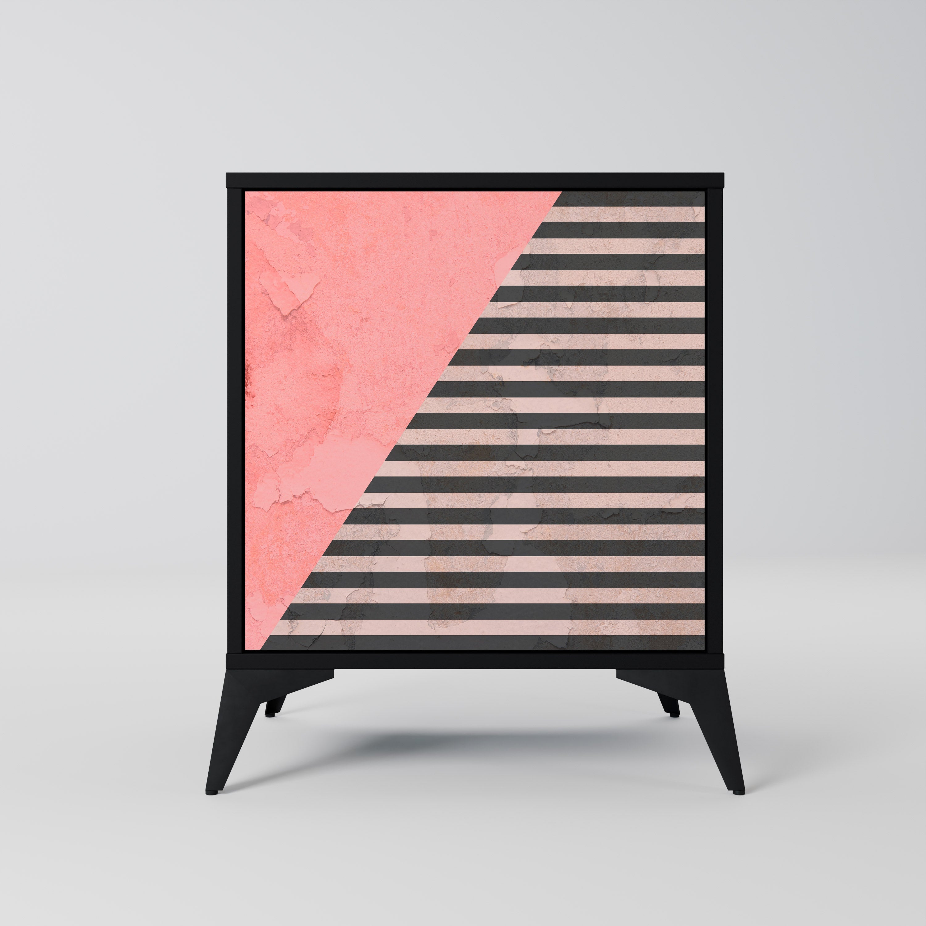 GLAMOROUS STRIPE Sideboard mit 1 Tür in Schwarz