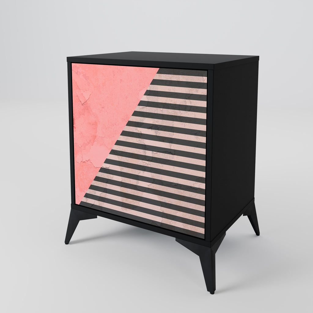 GLAMOROUS STRIPE Sideboard mit 1 Tür in Schwarz