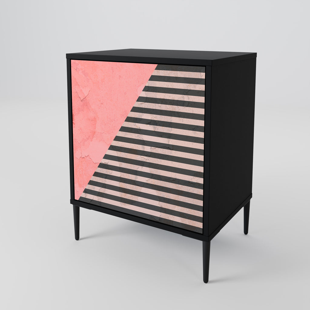 GLAMOROUS STRIPE Sideboard mit 1 Tür in Schwarz