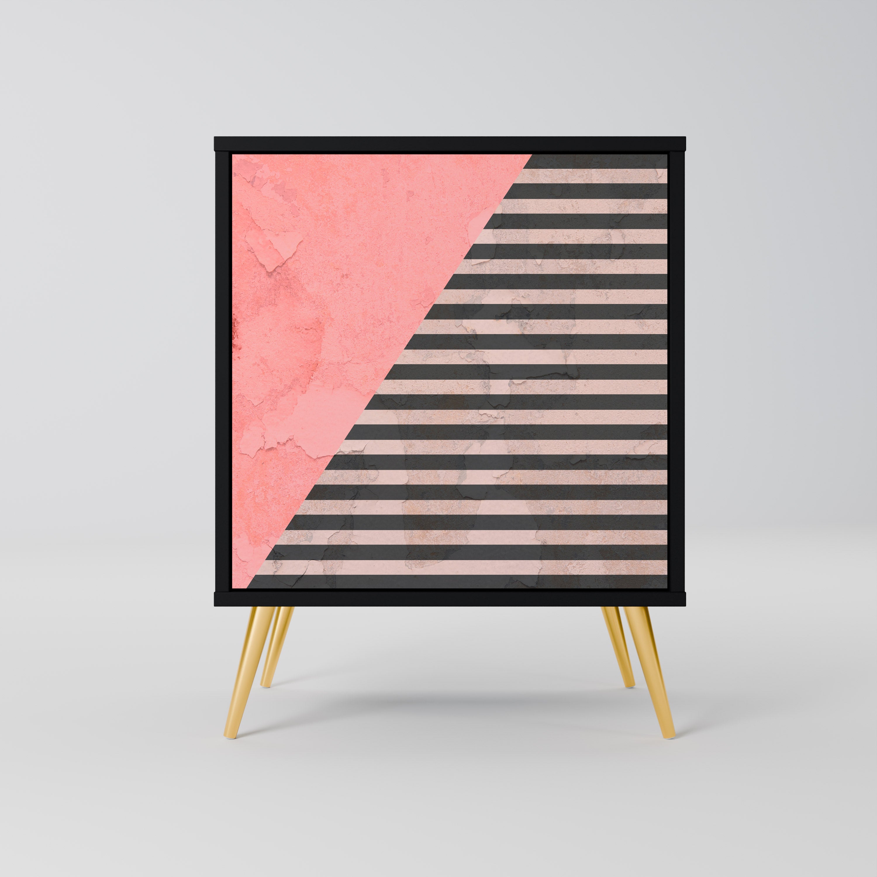 GLAMOROUS STRIPE Sideboard mit 1 Tür in Schwarz