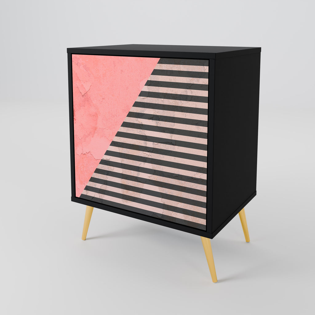 GLAMOROUS STRIPE Sideboard mit 1 Tür in Schwarz