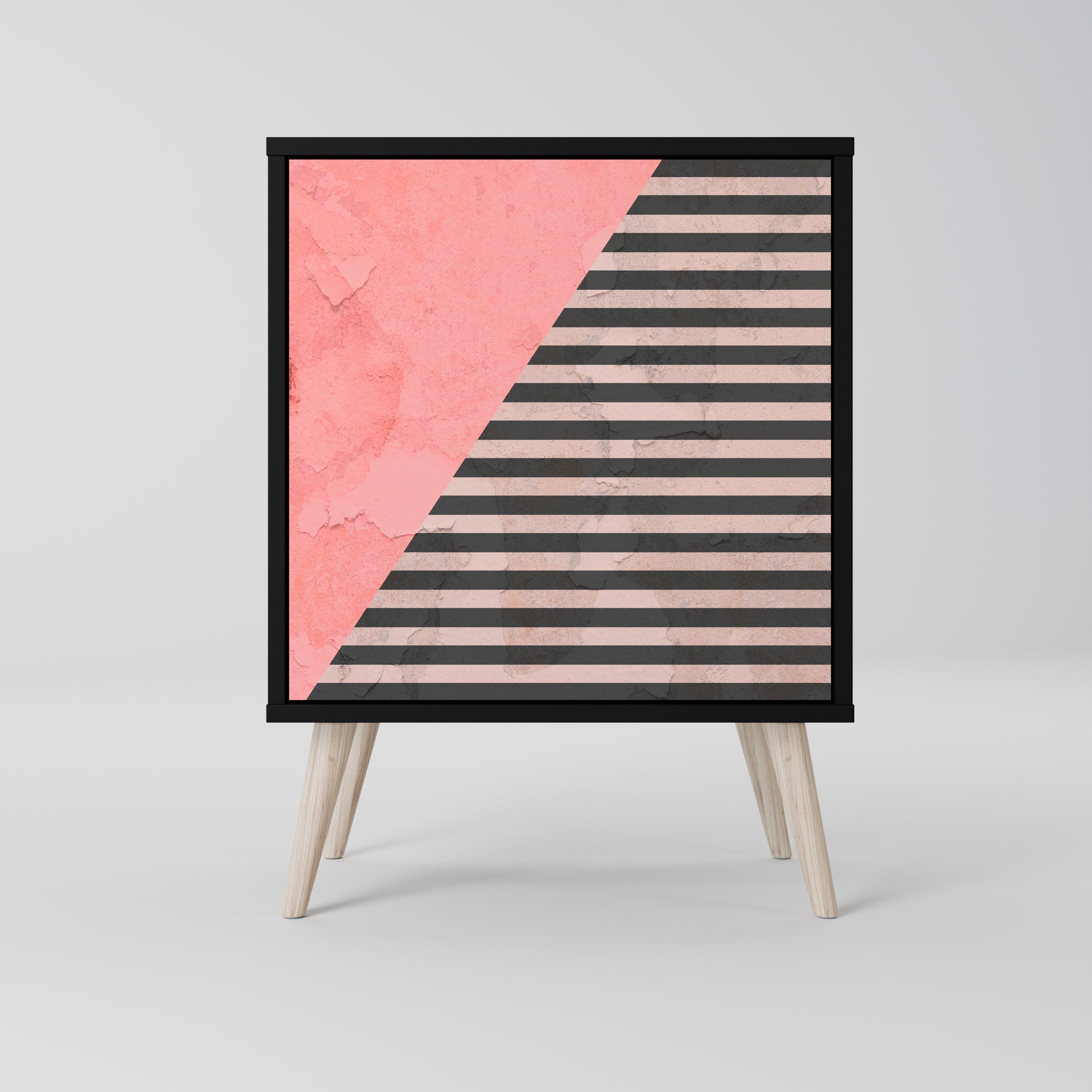 GLAMOROUS STRIPE Sideboard mit 1 Tür in Schwarz