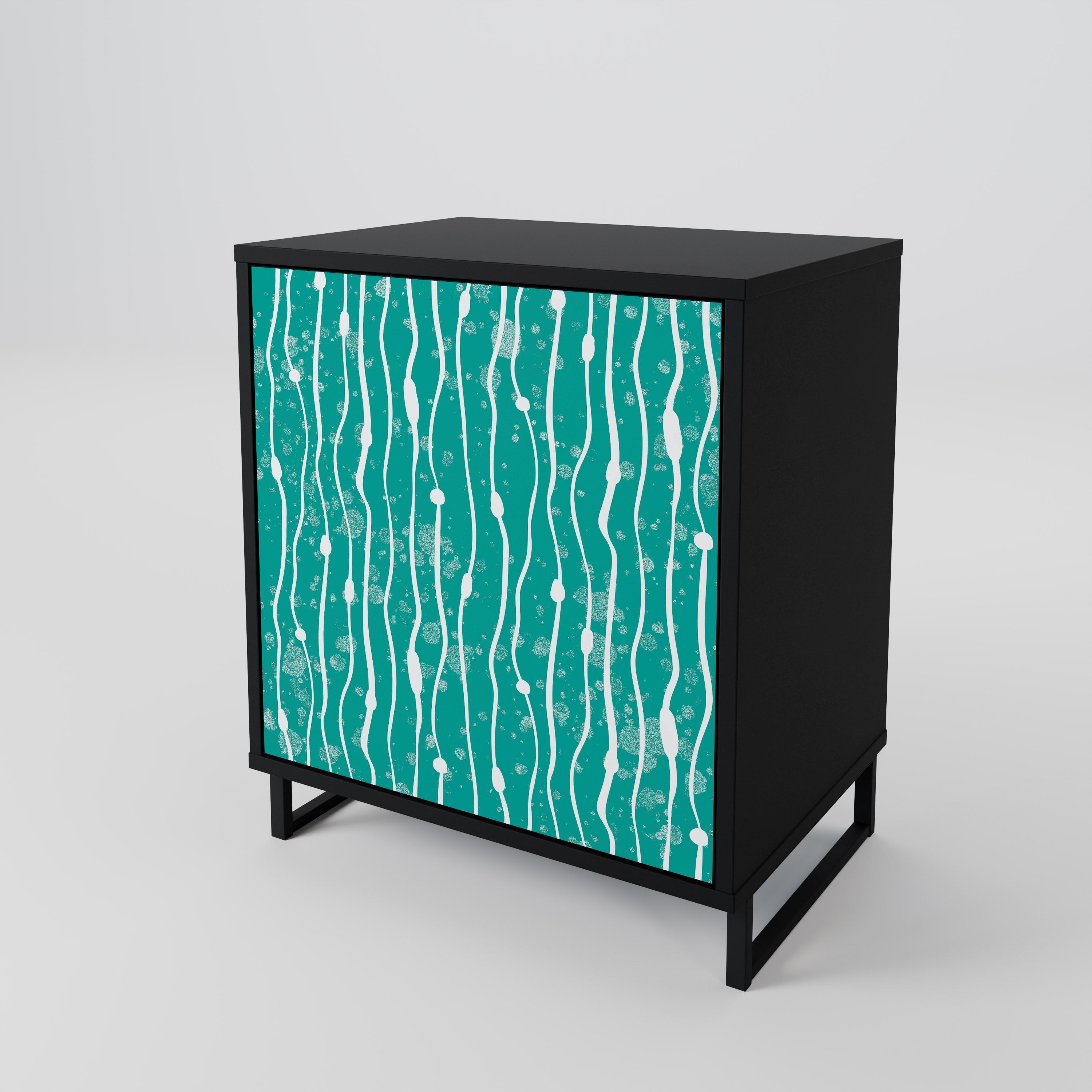 TURQUOISE RAIN Sideboard mit 1 Tür in Schwarz