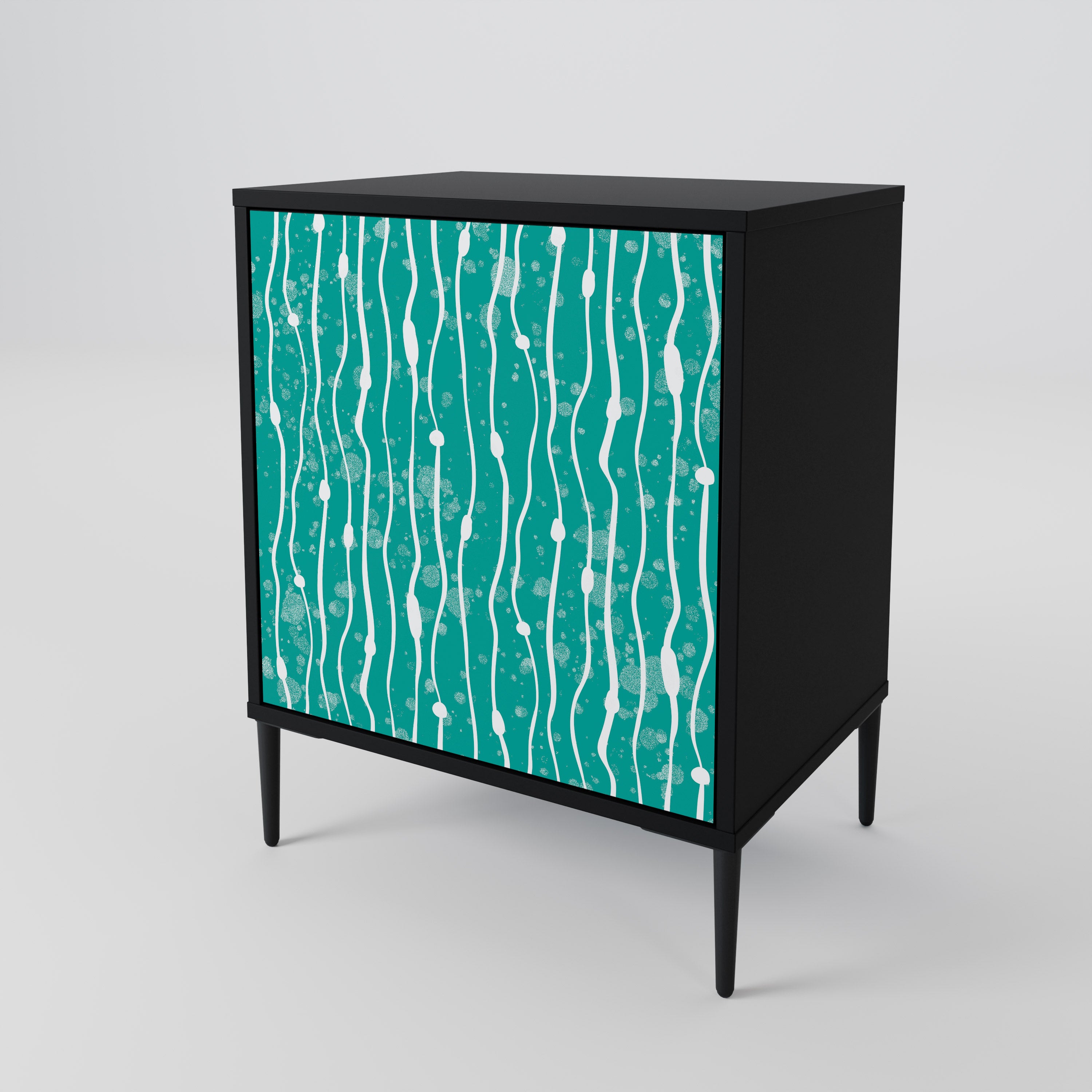 TURQUOISE RAIN Sideboard mit 1 Tür in Schwarz