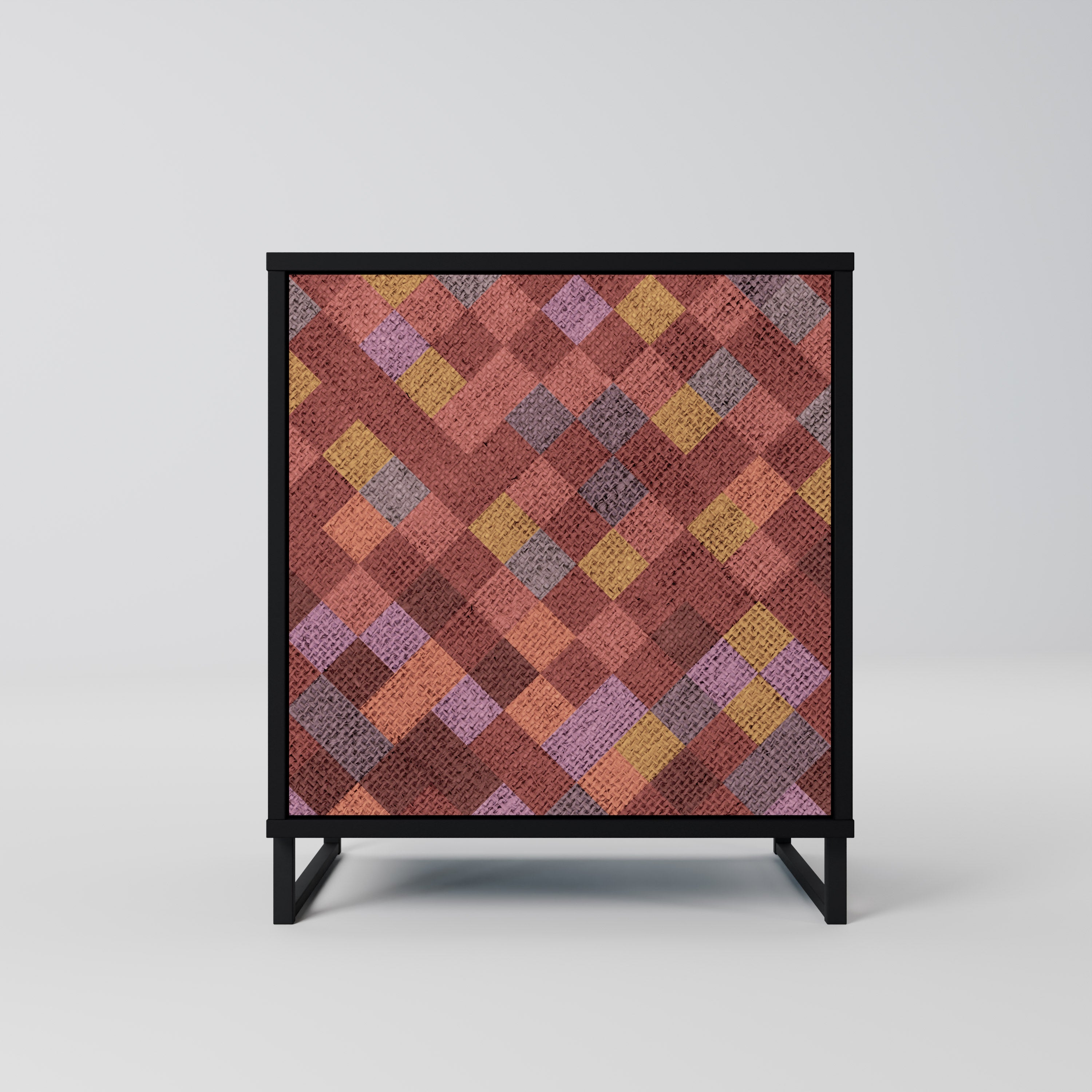 PAINTED SQUARES Sideboard mit 1 Tür in Schwarz