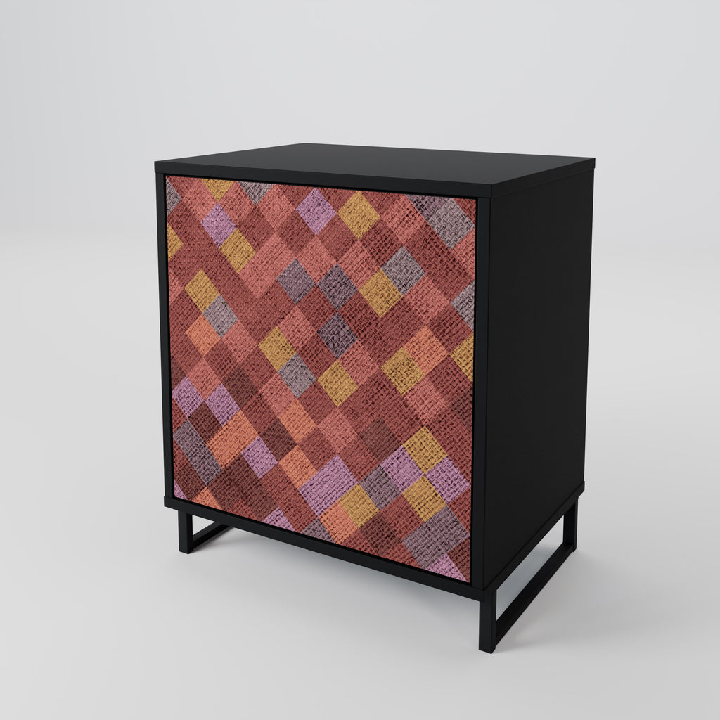 PAINTED SQUARES Sideboard mit 1 Tür in Schwarz