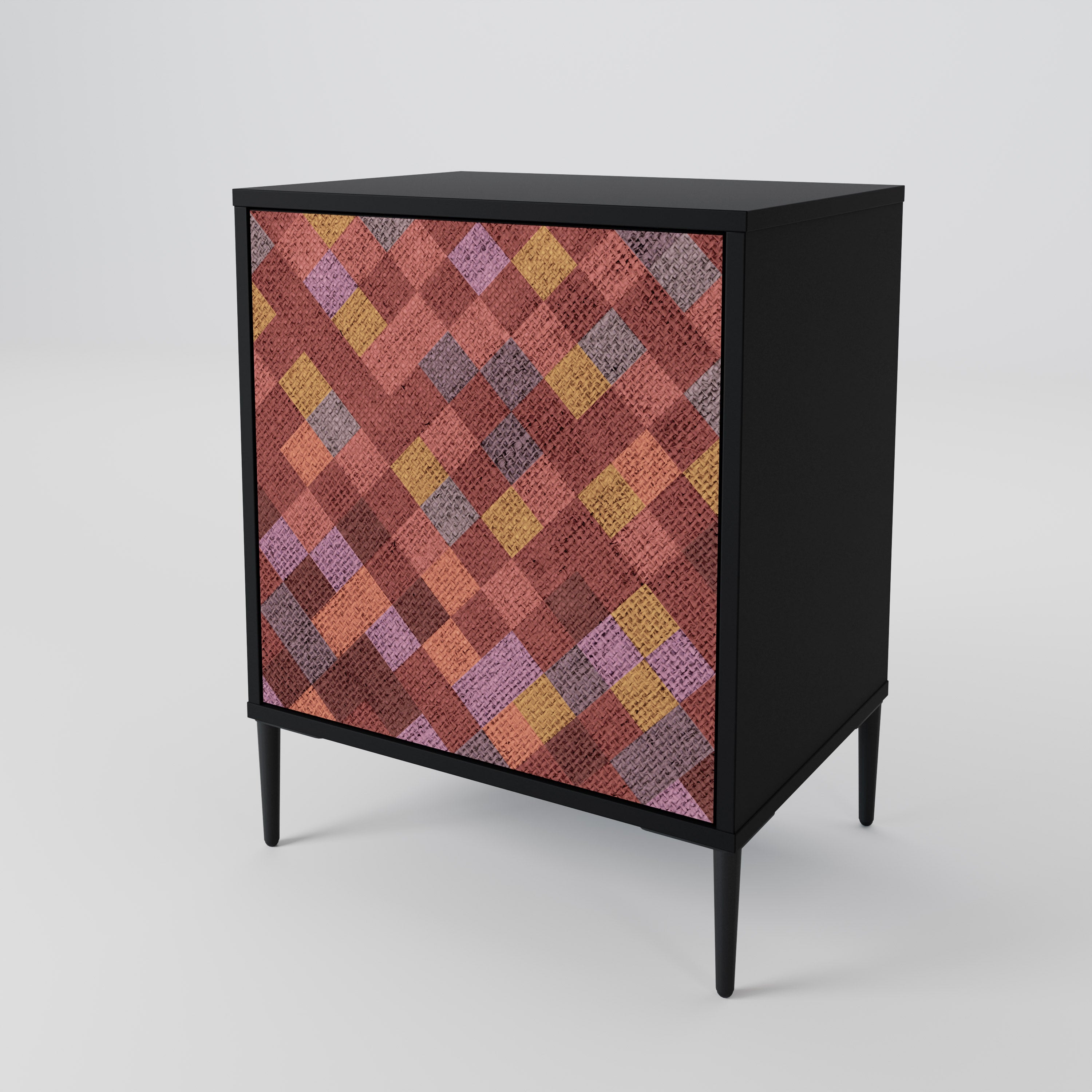 PAINTED SQUARES Sideboard mit 1 Tür in Schwarz