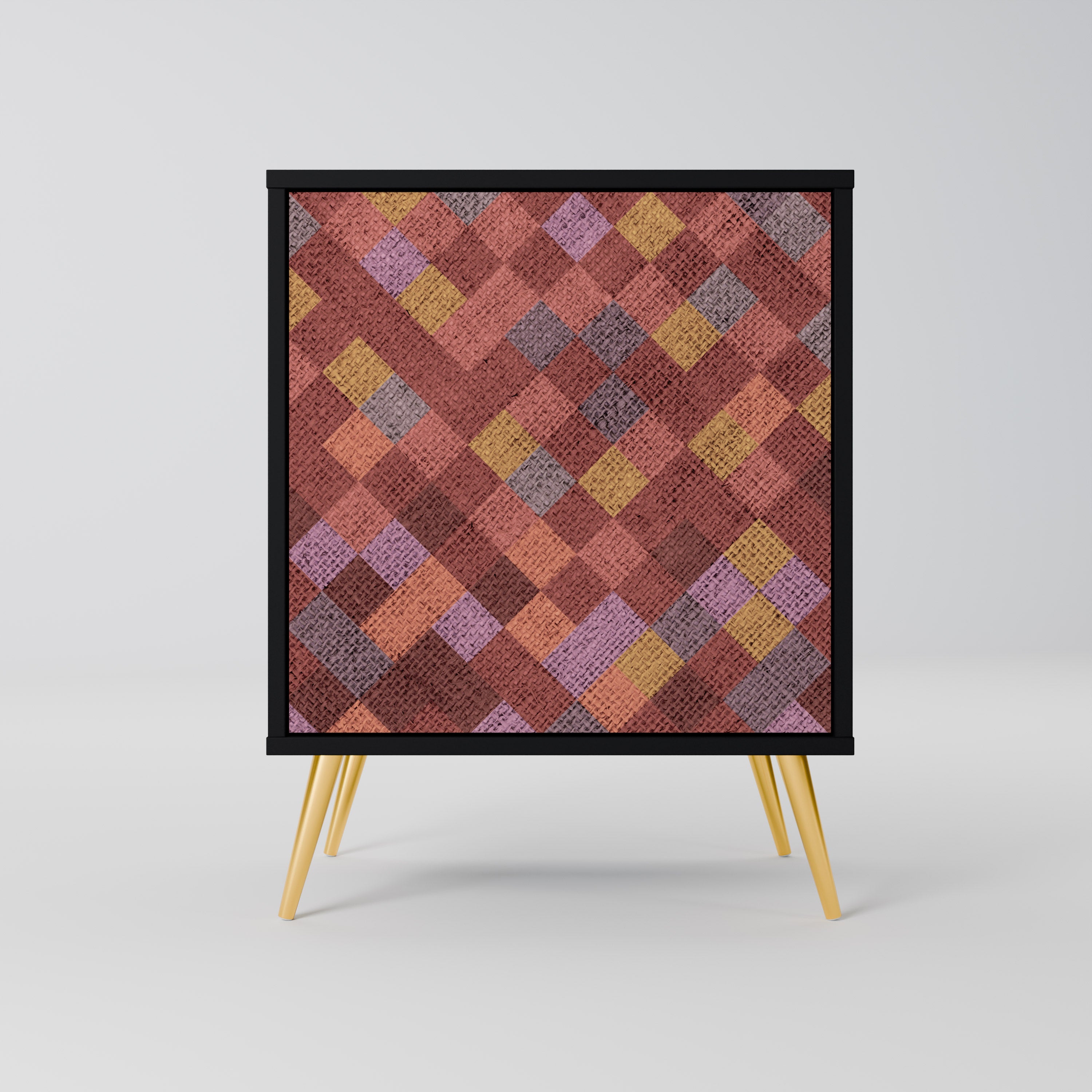 PAINTED SQUARES Sideboard mit 1 Tür in Schwarz