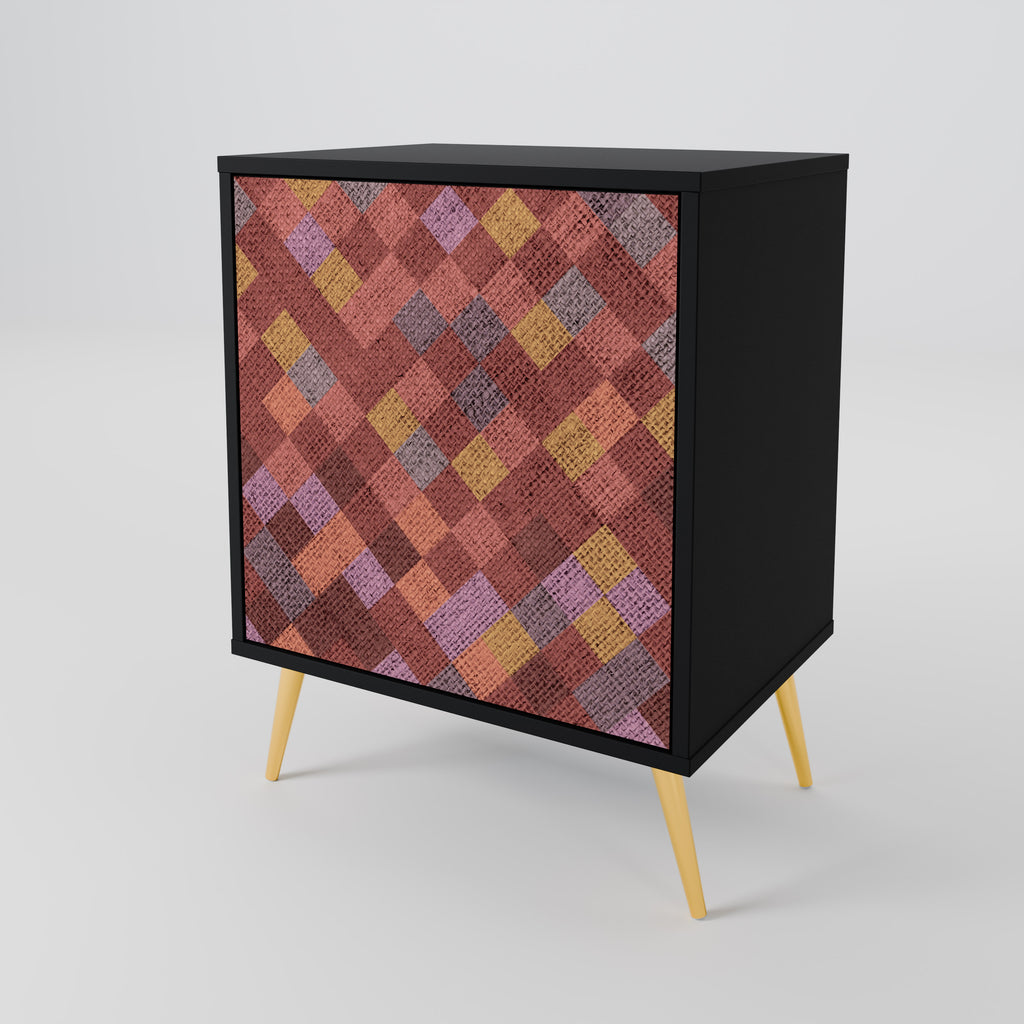 PAINTED SQUARES Sideboard mit 1 Tür in Schwarz