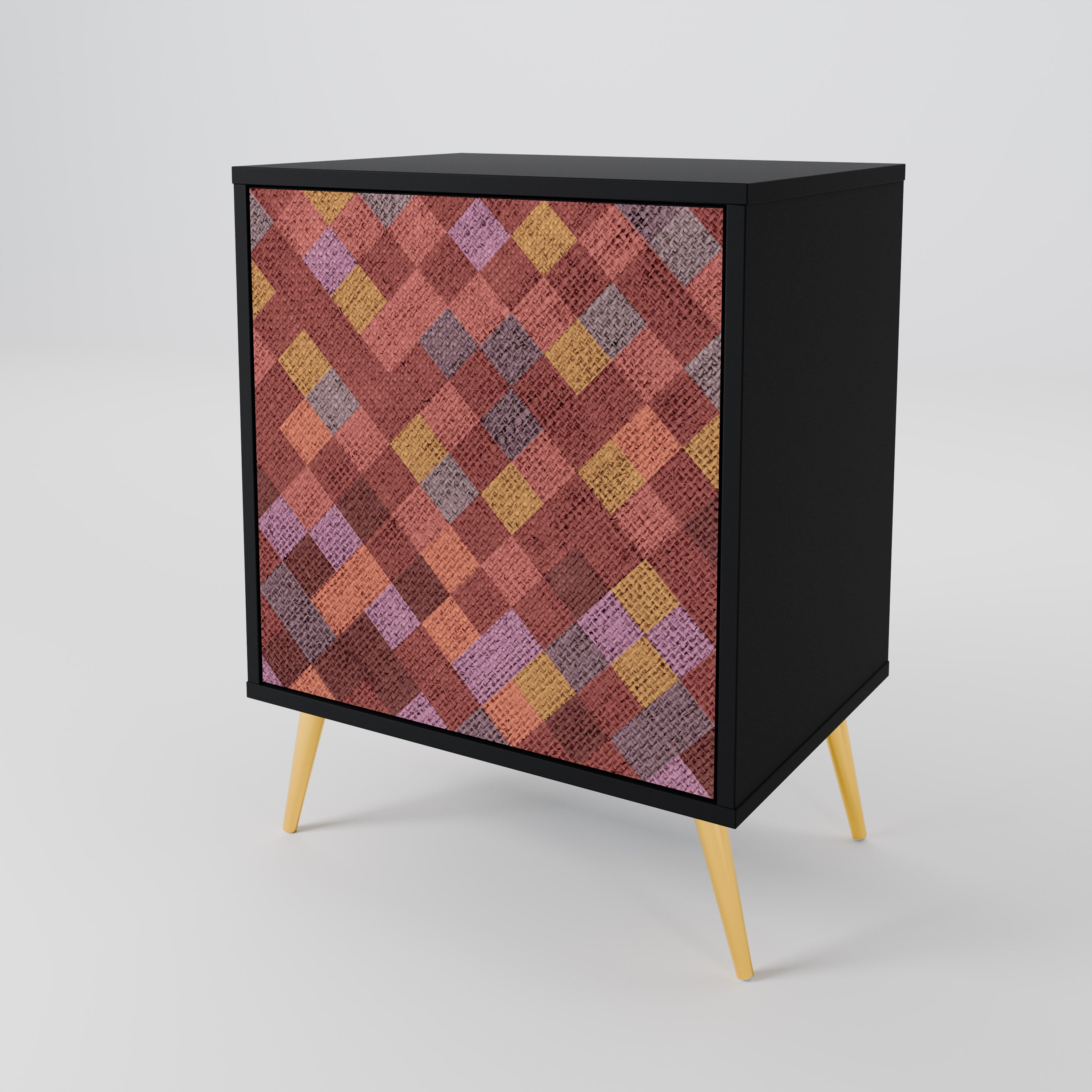 PAINTED SQUARES Sideboard mit 1 Tür in Schwarz