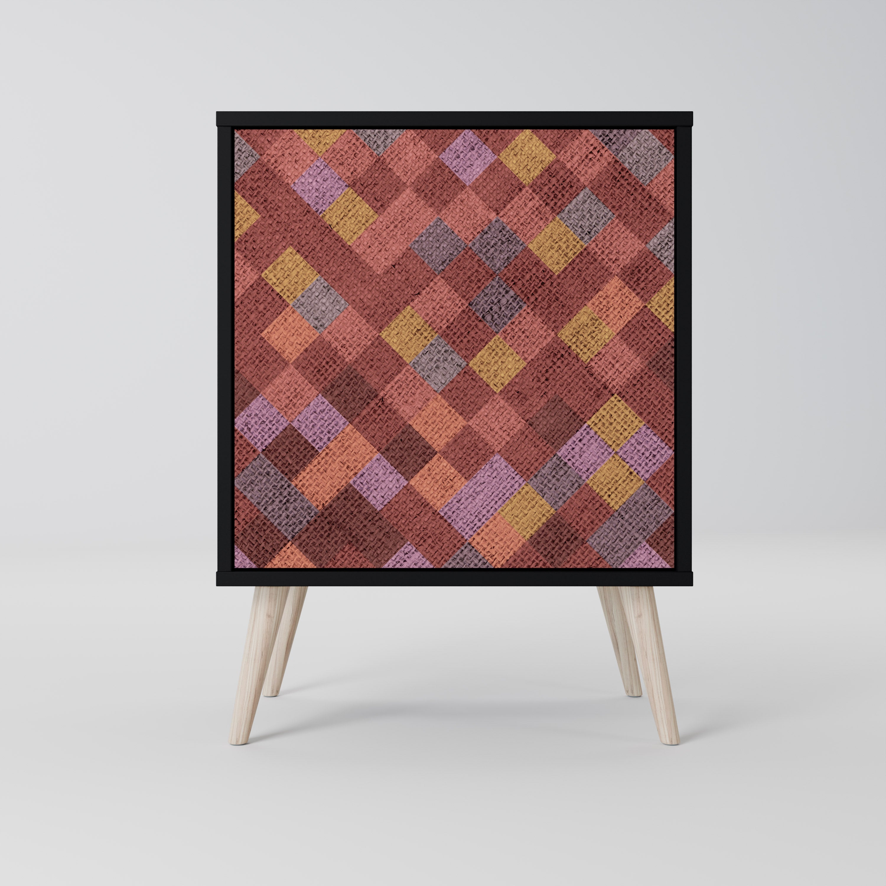 PAINTED SQUARES Sideboard mit 1 Tür in Schwarz