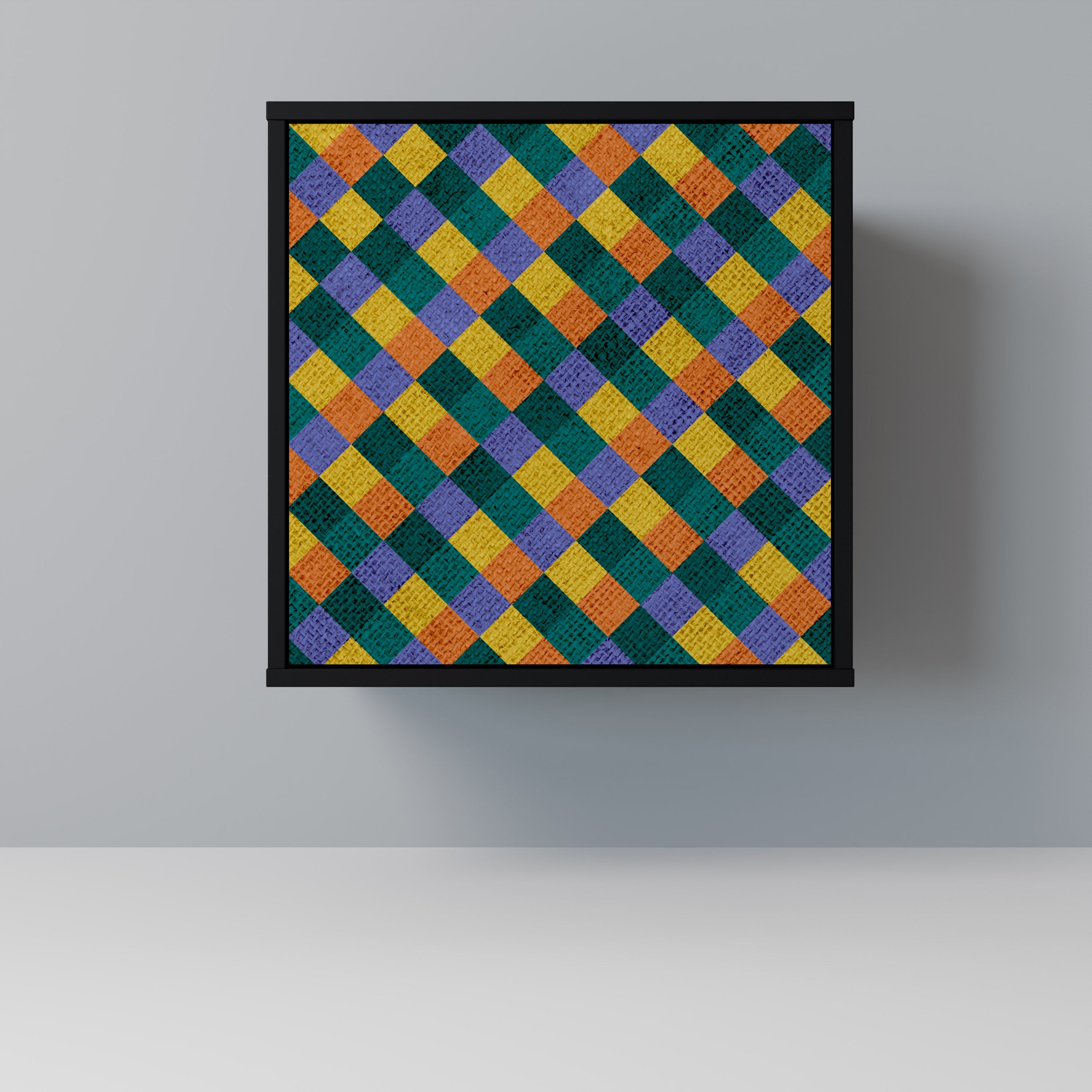 PAINTED SQUARES MIX Sideboard mit 1 Tür in Schwarz