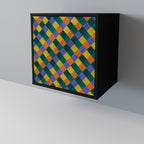 PAINTED SQUARES MIX Sideboard mit 1 Tür in Schwarz
