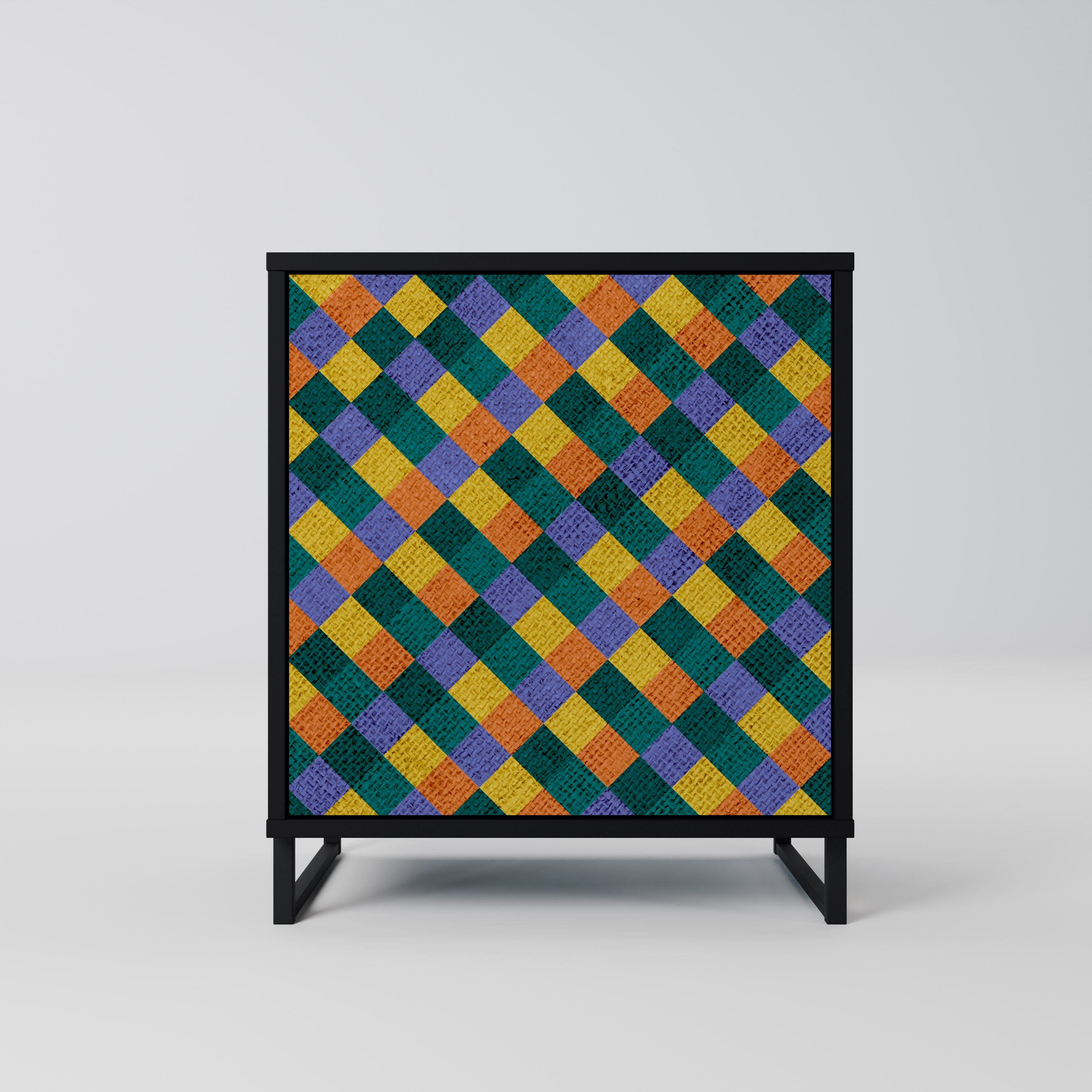 PAINTED SQUARES MIX Sideboard mit 1 Tür in Schwarz