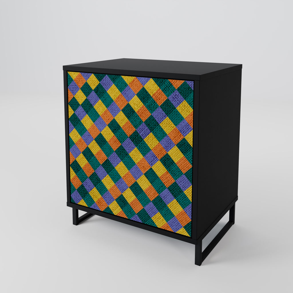 PAINTED SQUARES MIX Sideboard mit 1 Tür in Schwarz