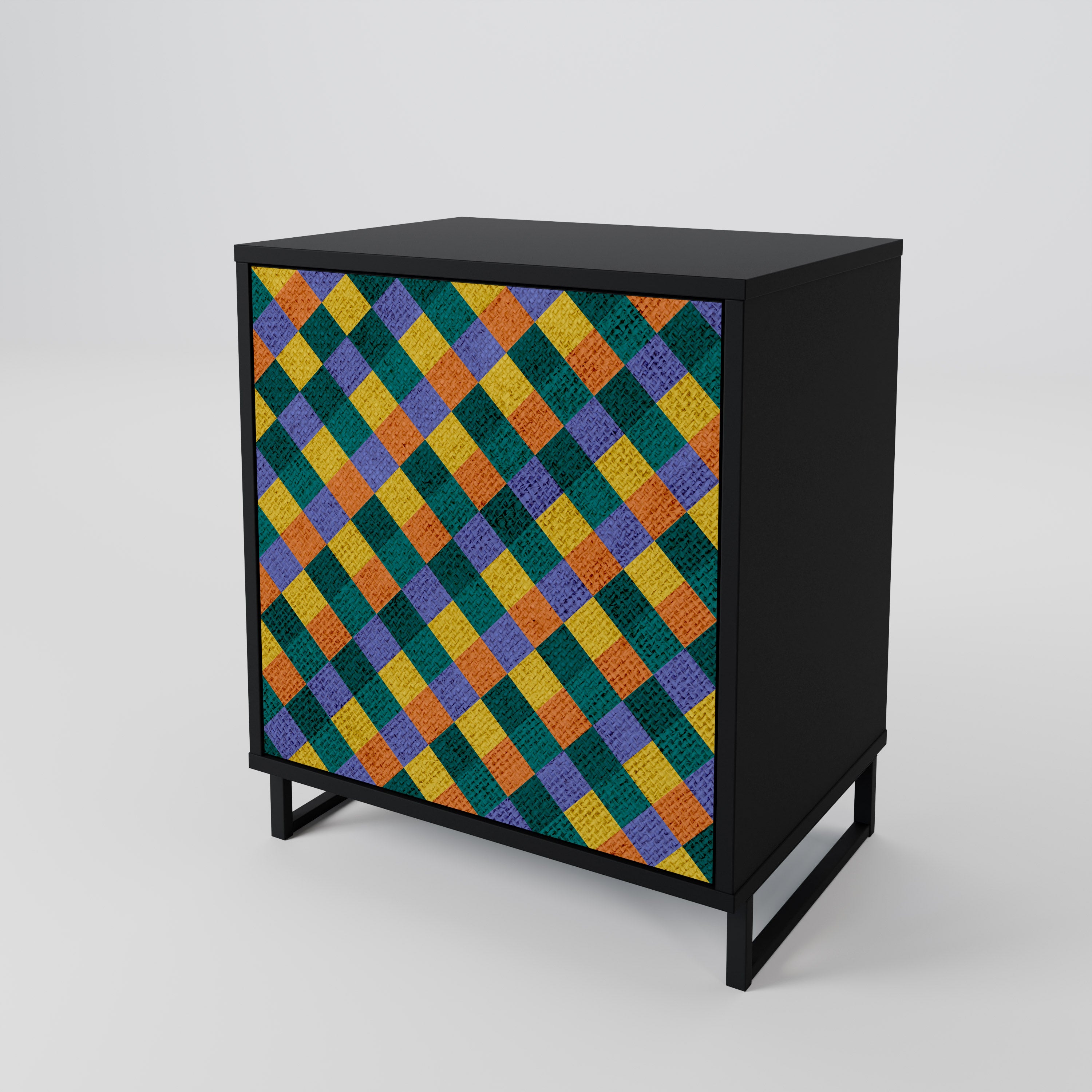 PAINTED SQUARES MIX Sideboard mit 1 Tür in Schwarz