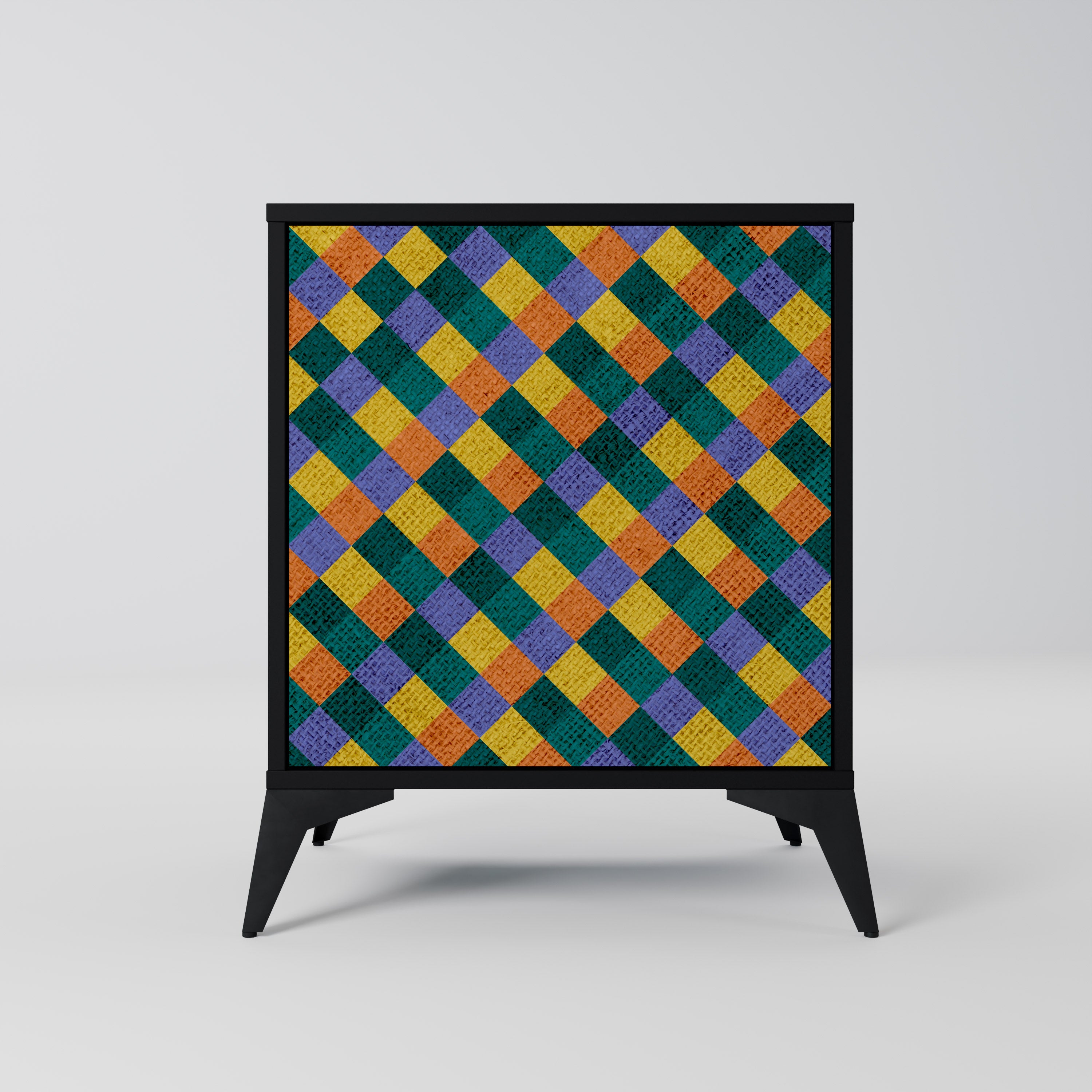 PAINTED SQUARES MIX Sideboard mit 1 Tür in Schwarz