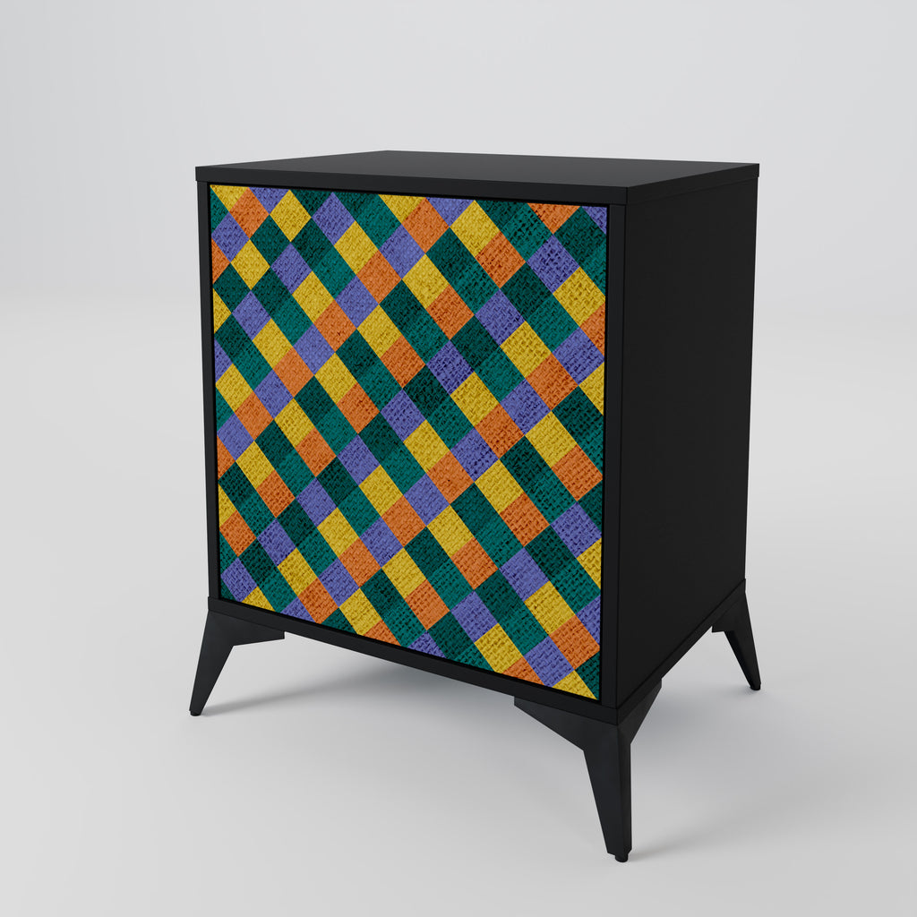 PAINTED SQUARES MIX Sideboard mit 1 Tür in Schwarz