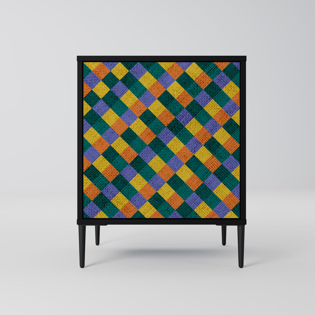 PAINTED SQUARES MIX Sideboard mit 1 Tür in Schwarz