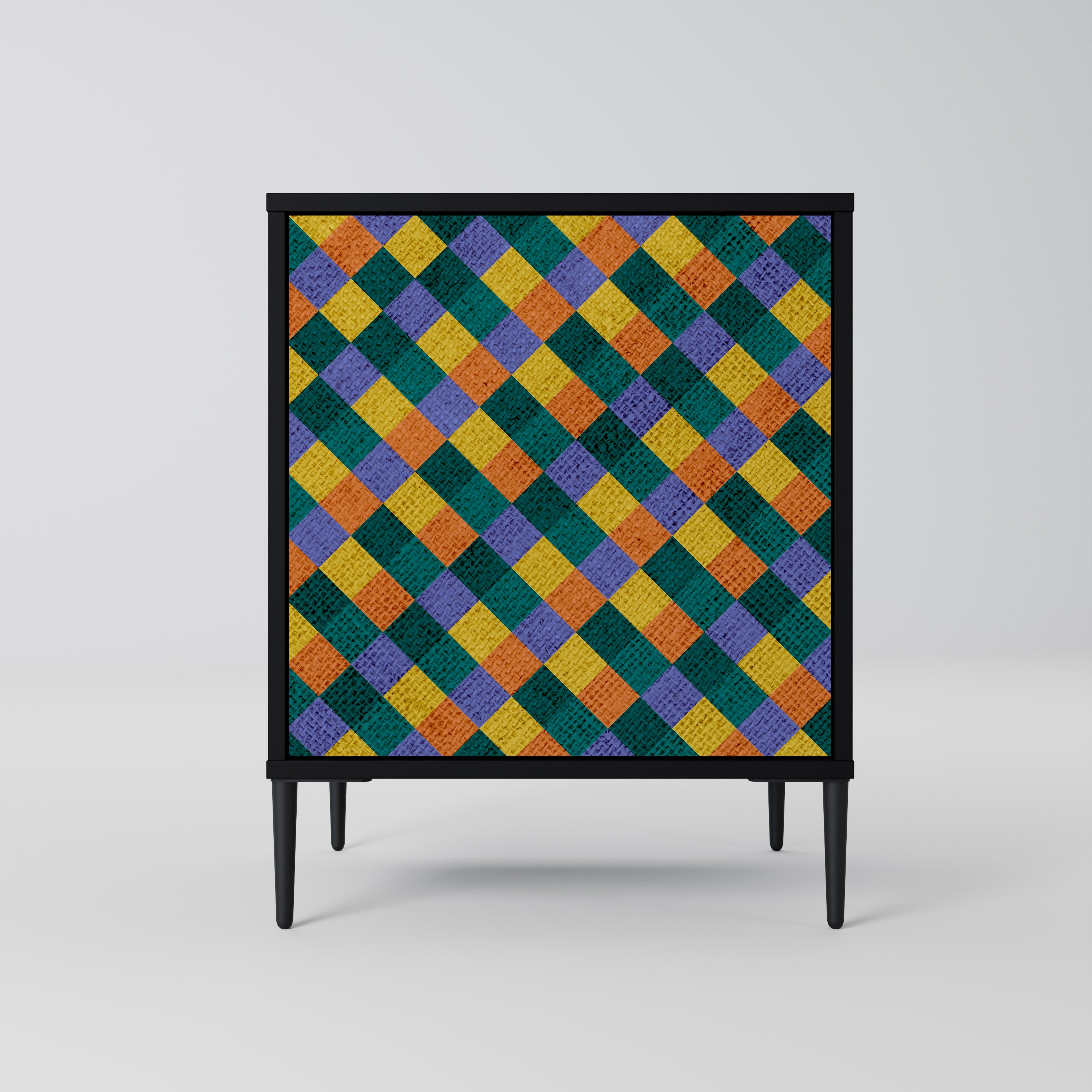 PAINTED SQUARES MIX Sideboard mit 1 Tür in Schwarz