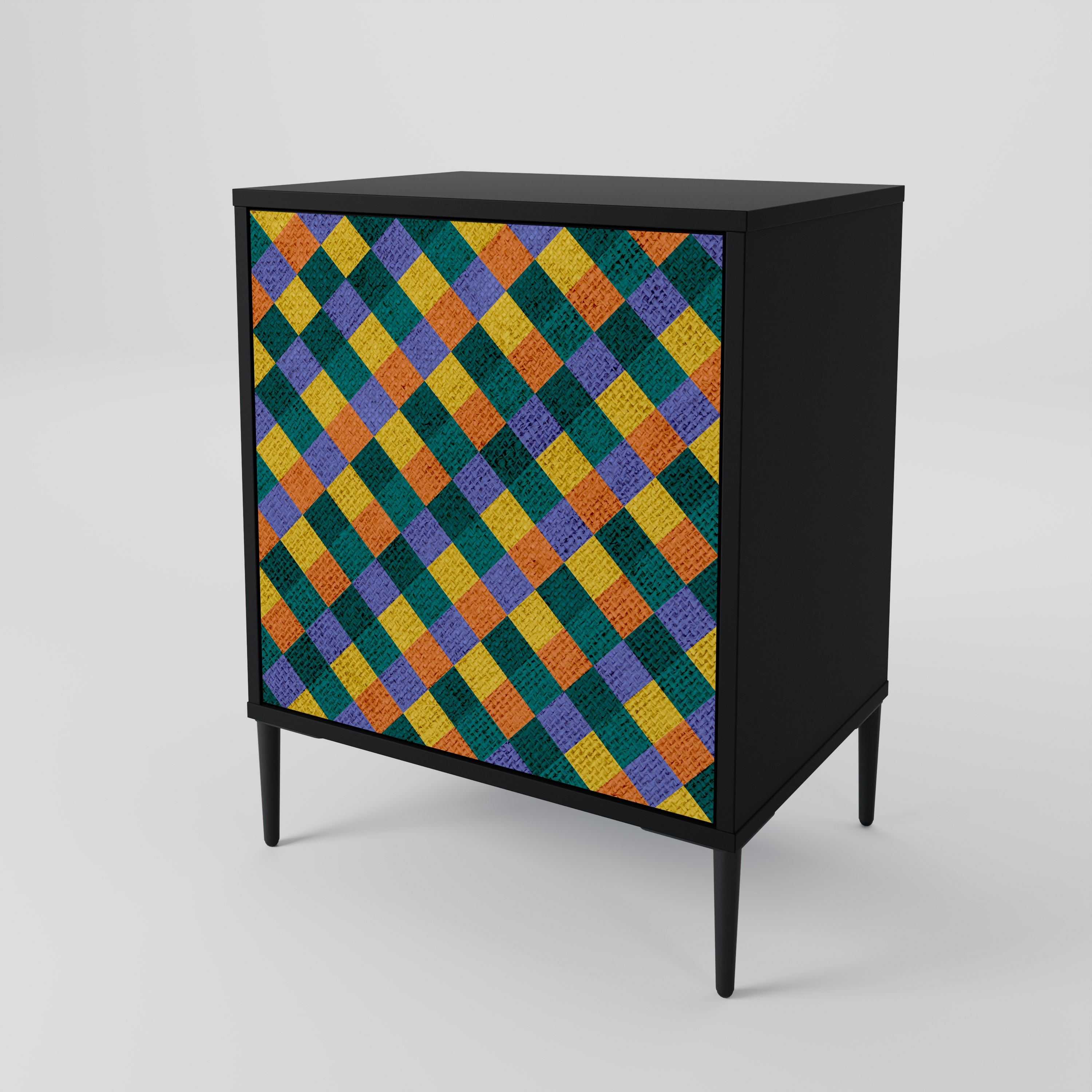 PAINTED SQUARES MIX Sideboard mit 1 Tür in Schwarz