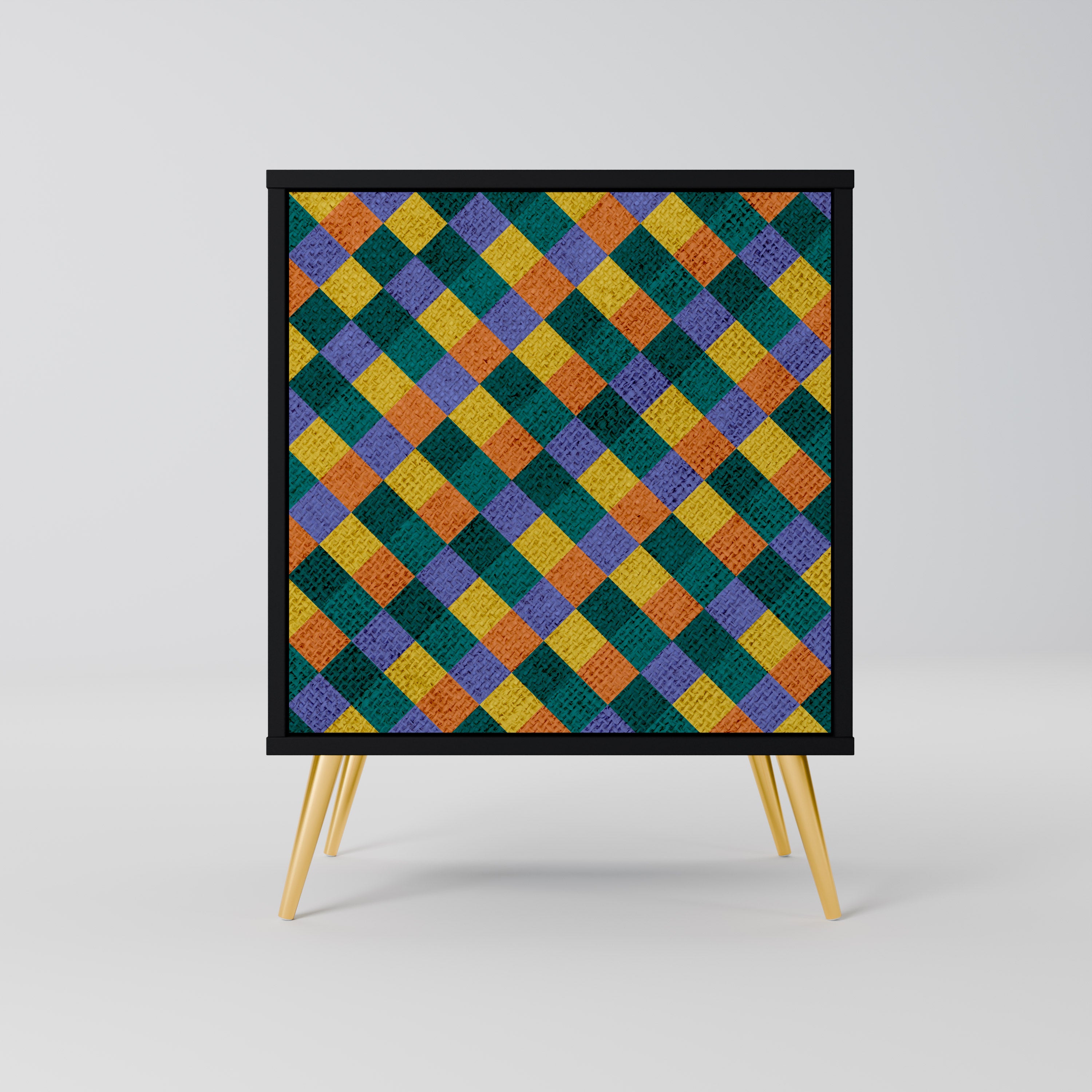 PAINTED SQUARES MIX Sideboard mit 1 Tür in Schwarz