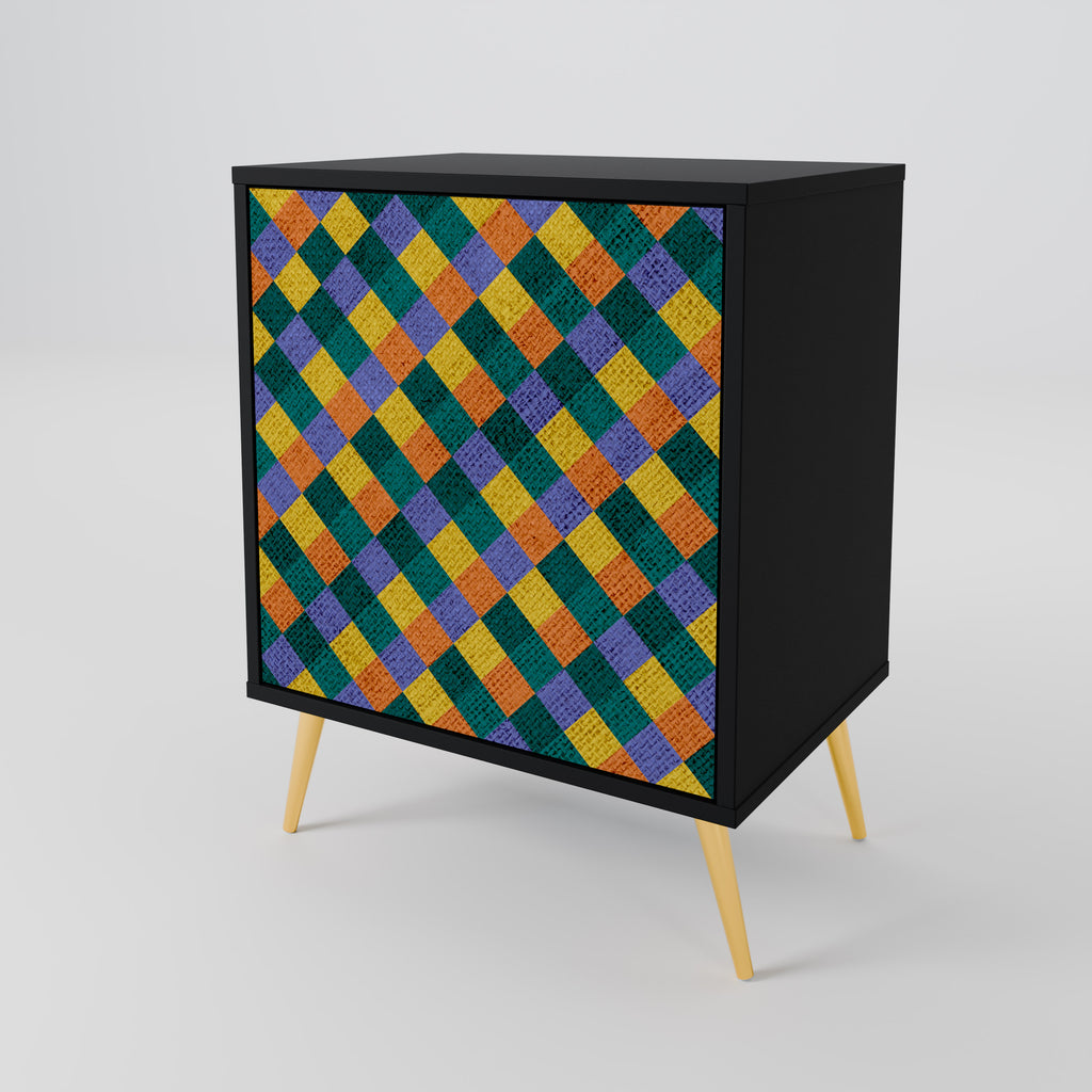 PAINTED SQUARES MIX Sideboard mit 1 Tür in Schwarz