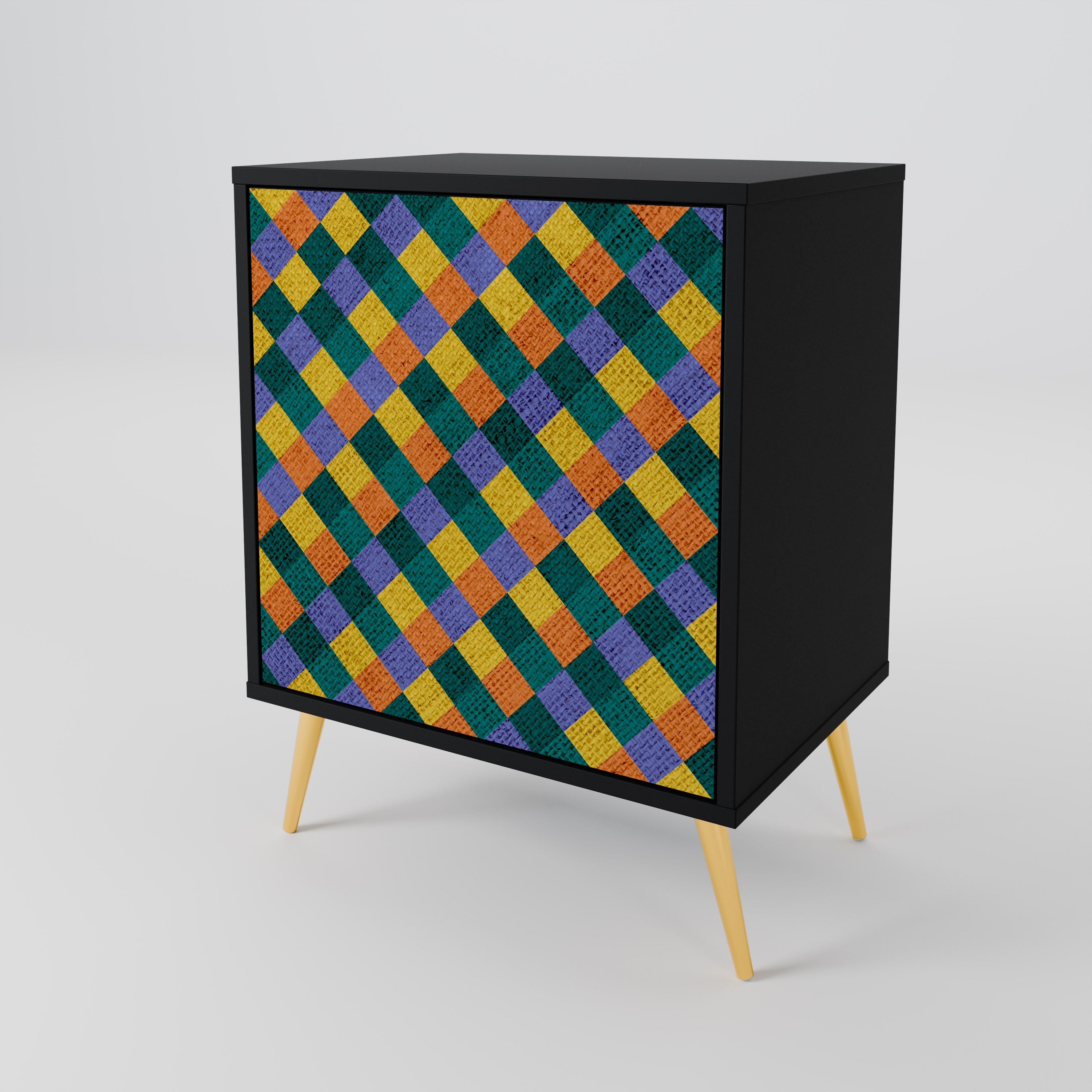 PAINTED SQUARES MIX Sideboard mit 1 Tür in Schwarz