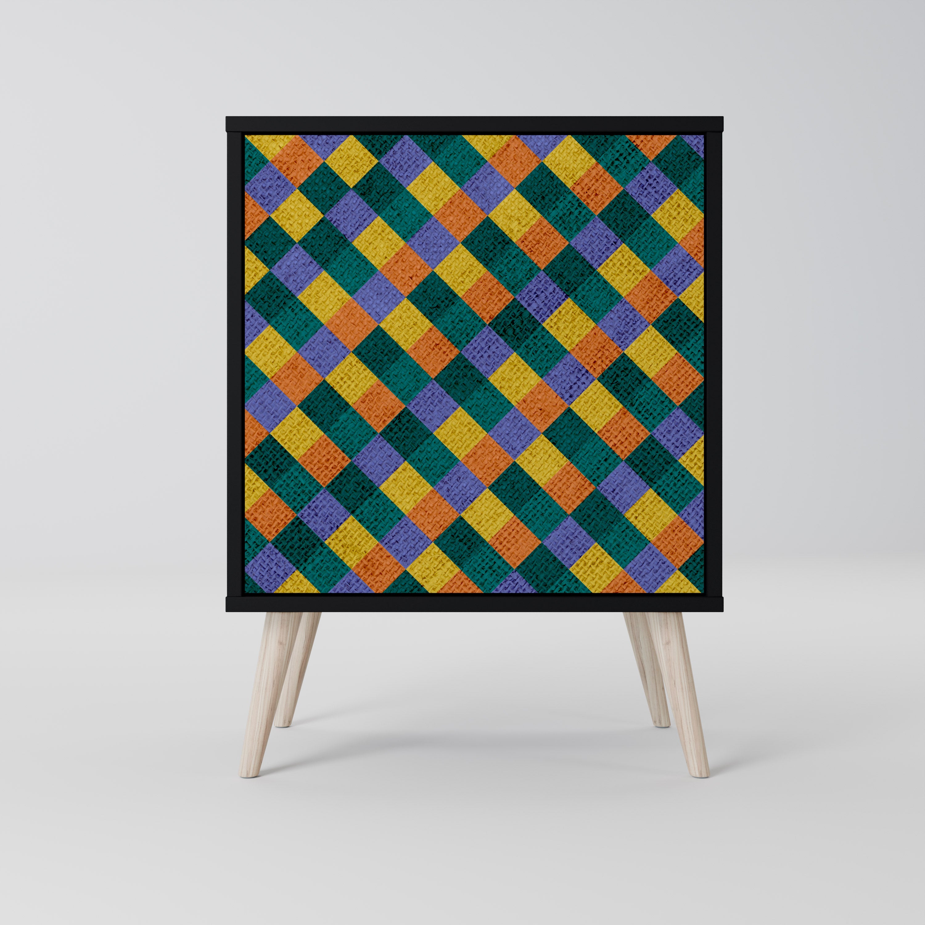 PAINTED SQUARES MIX Sideboard mit 1 Tür in Schwarz