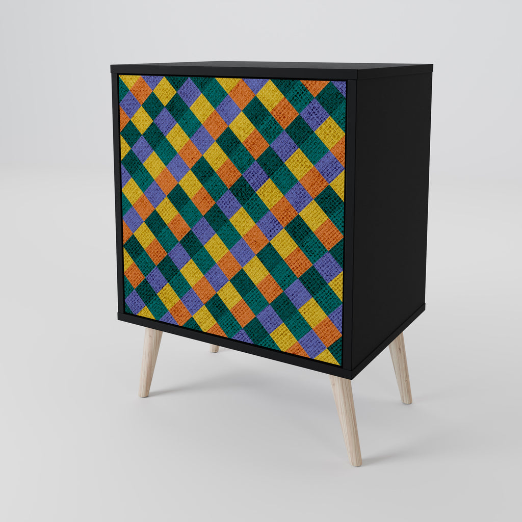PAINTED SQUARES MIX Sideboard mit 1 Tür in Schwarz