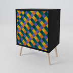 PAINTED SQUARES MIX Sideboard mit 1 Tür in Schwarz