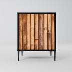NATURAL WOOD 1-Door Sideboard in Black Finish
