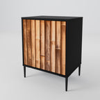 NATURAL WOOD 1-Door Sideboard in Black Finish