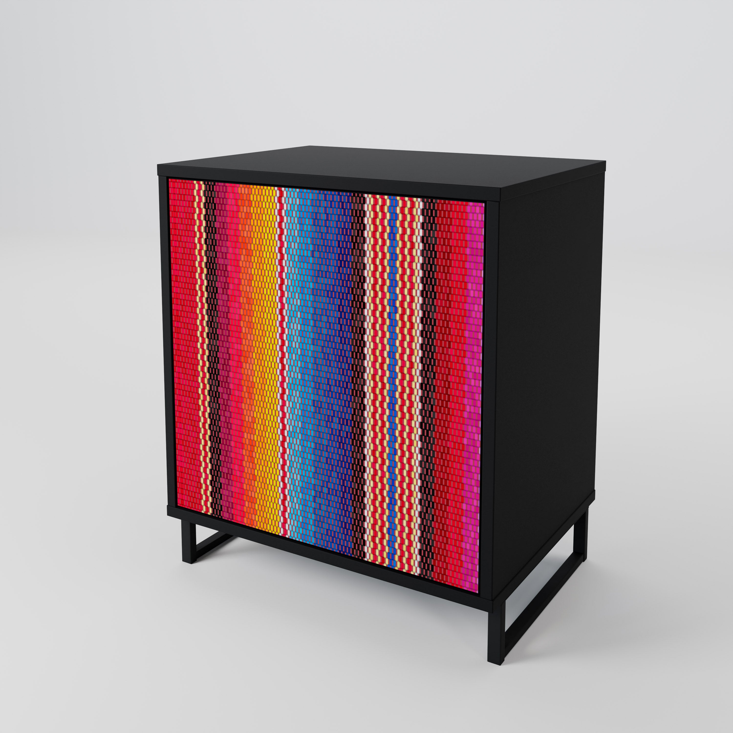 ETHNIC MEXICAN Sideboard mit 1 Tür in Schwarz
