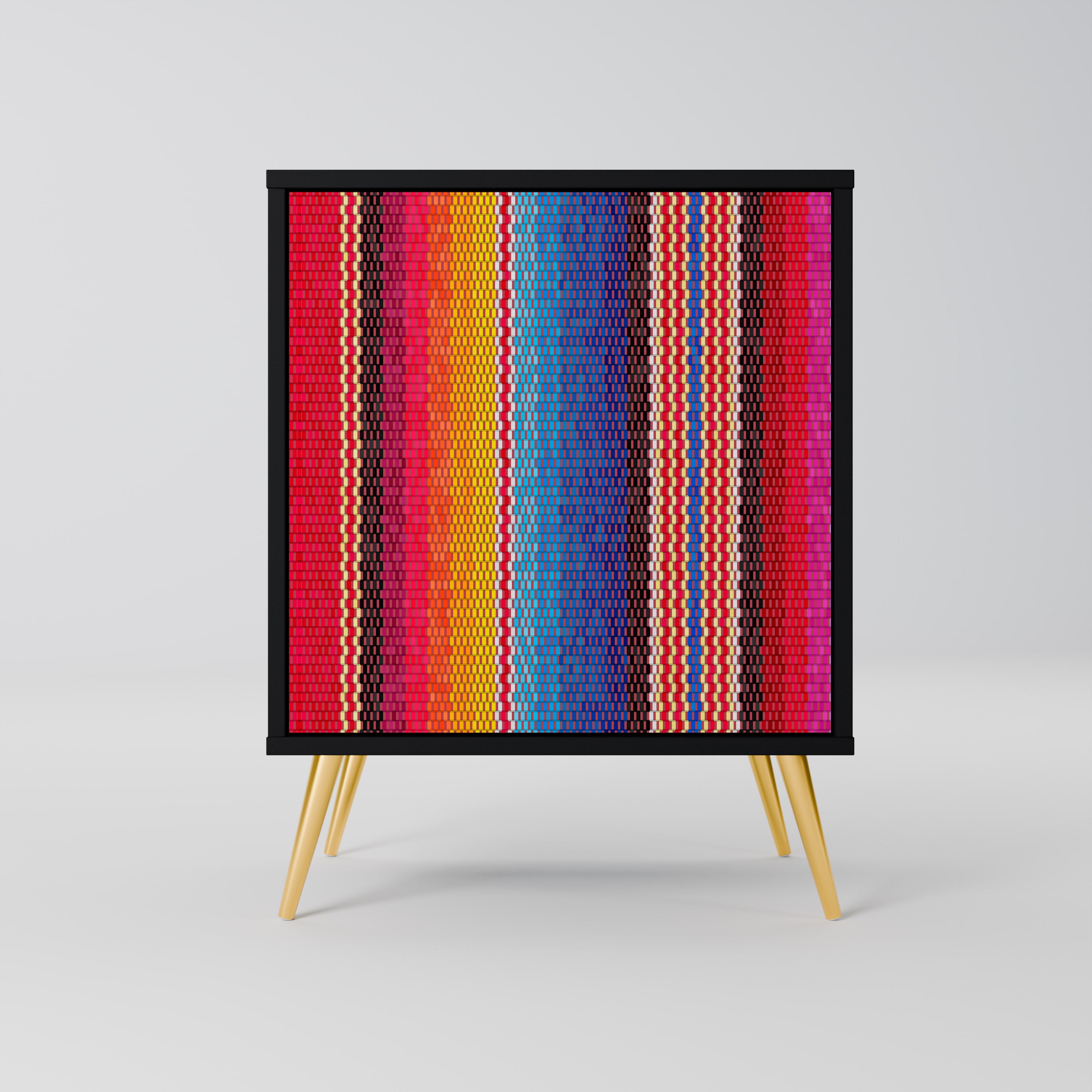 ETHNIC MEXICAN Sideboard mit 1 Tür in Schwarz