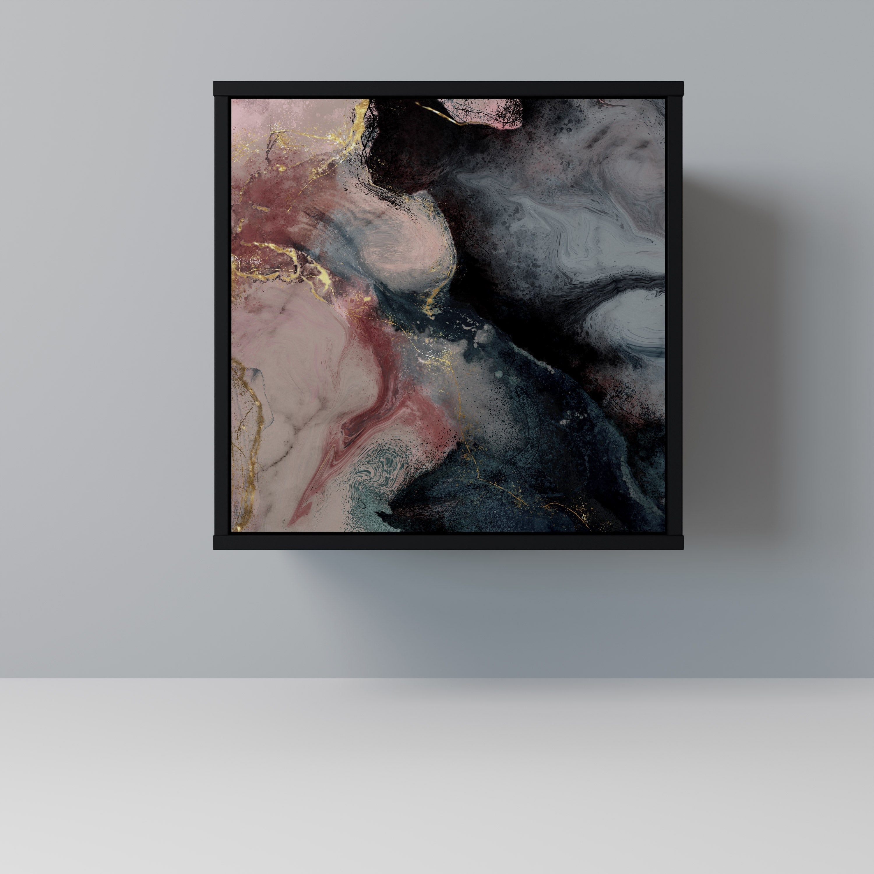 GILDED SWIRLS Sideboard mit 1 Tür in Schwarz