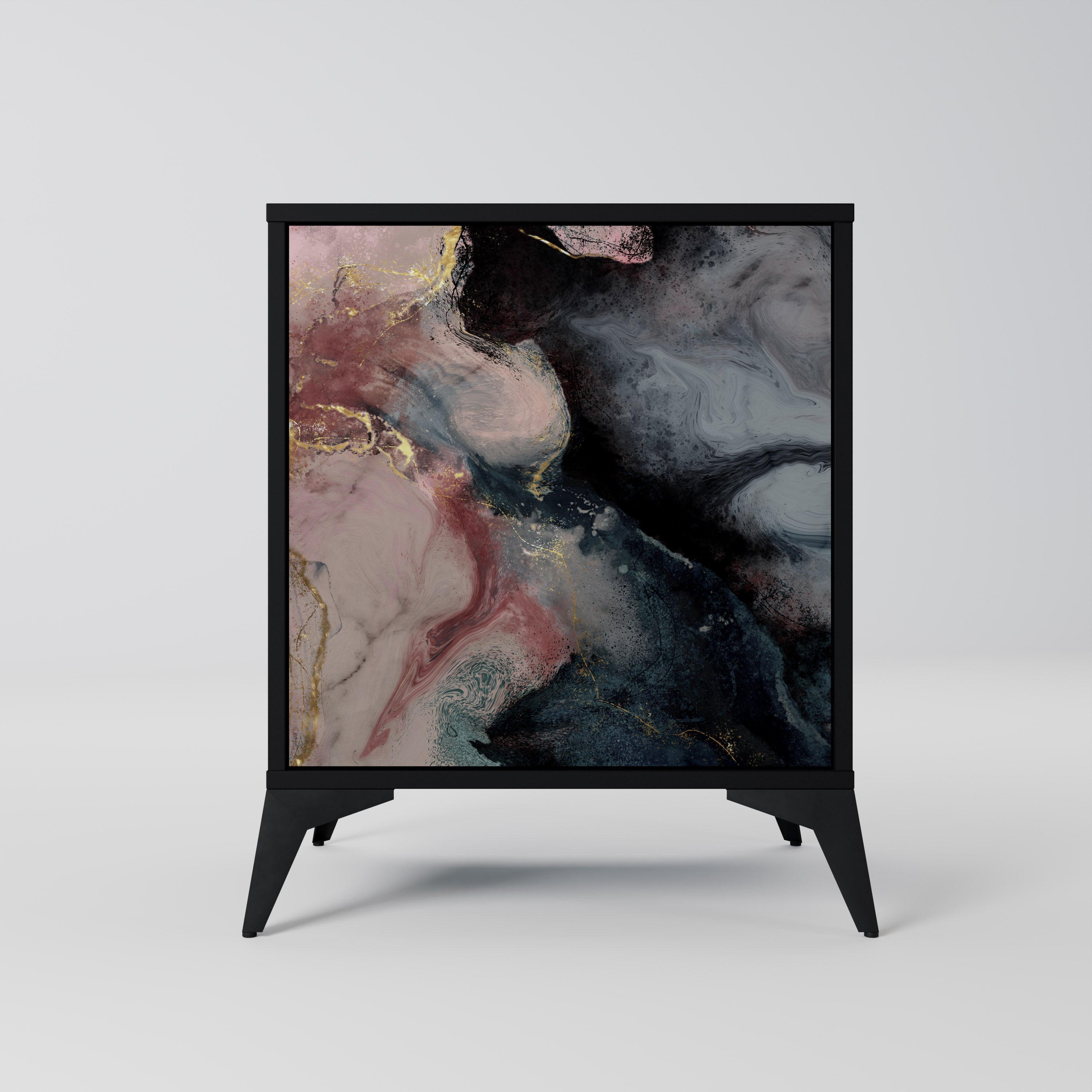 GILDED SWIRLS Sideboard mit 1 Tür in Schwarz