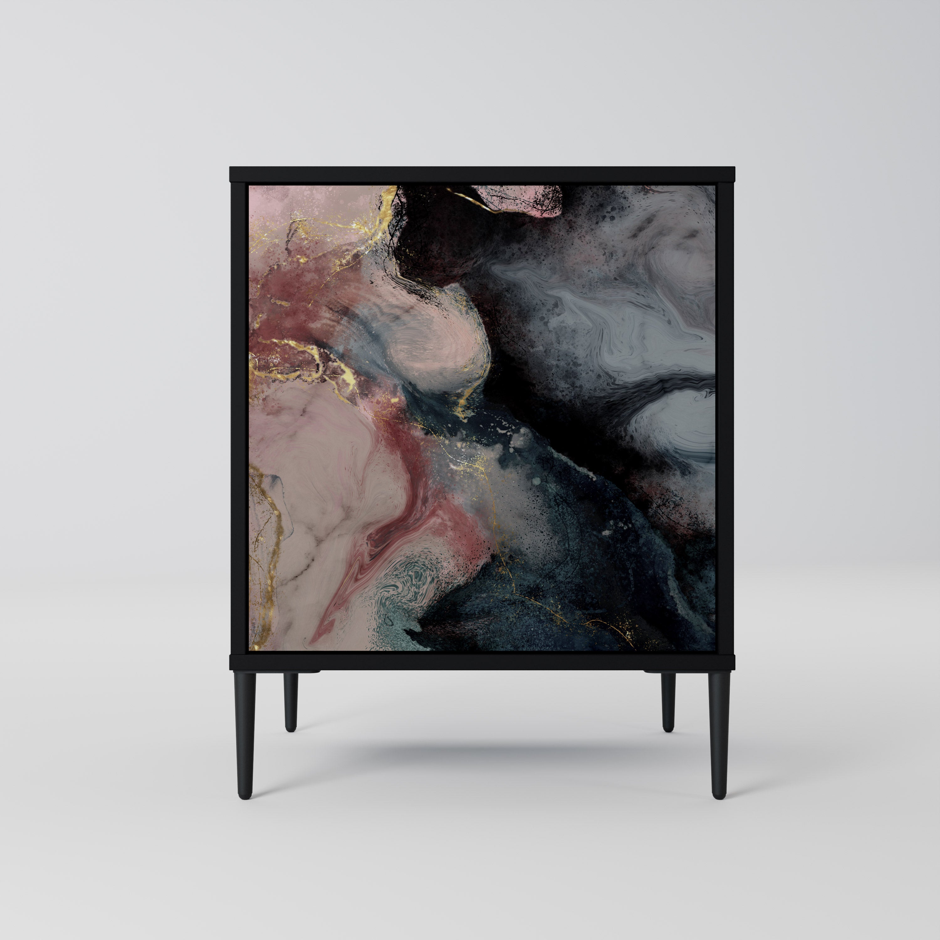 GILDED SWIRLS Sideboard mit 1 Tür in Schwarz