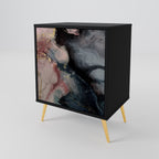 GILDED SWIRLS 1-Door Sideboard in Black Finish