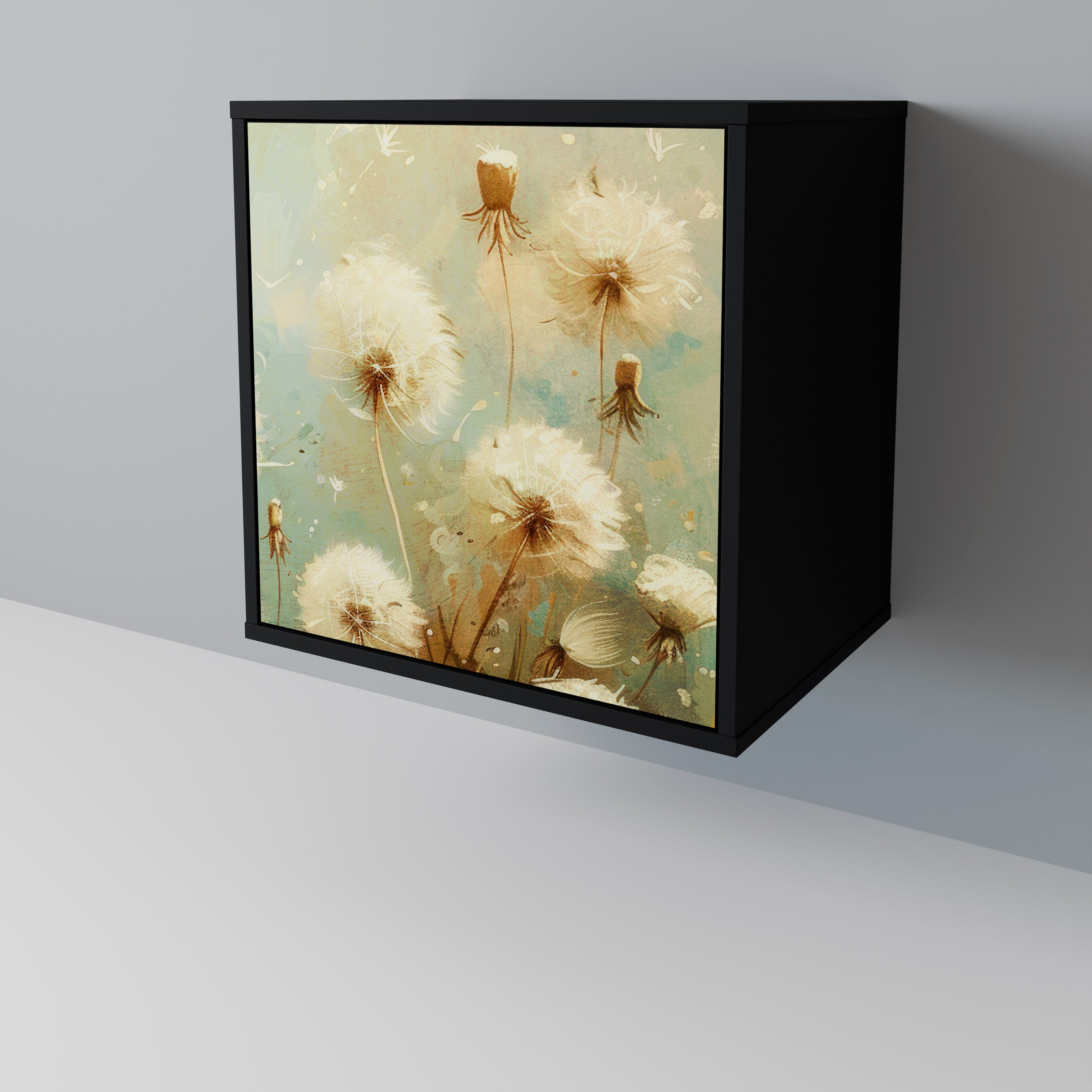 DREAMY MEADOW 1-Door Sideboard in Black Finish