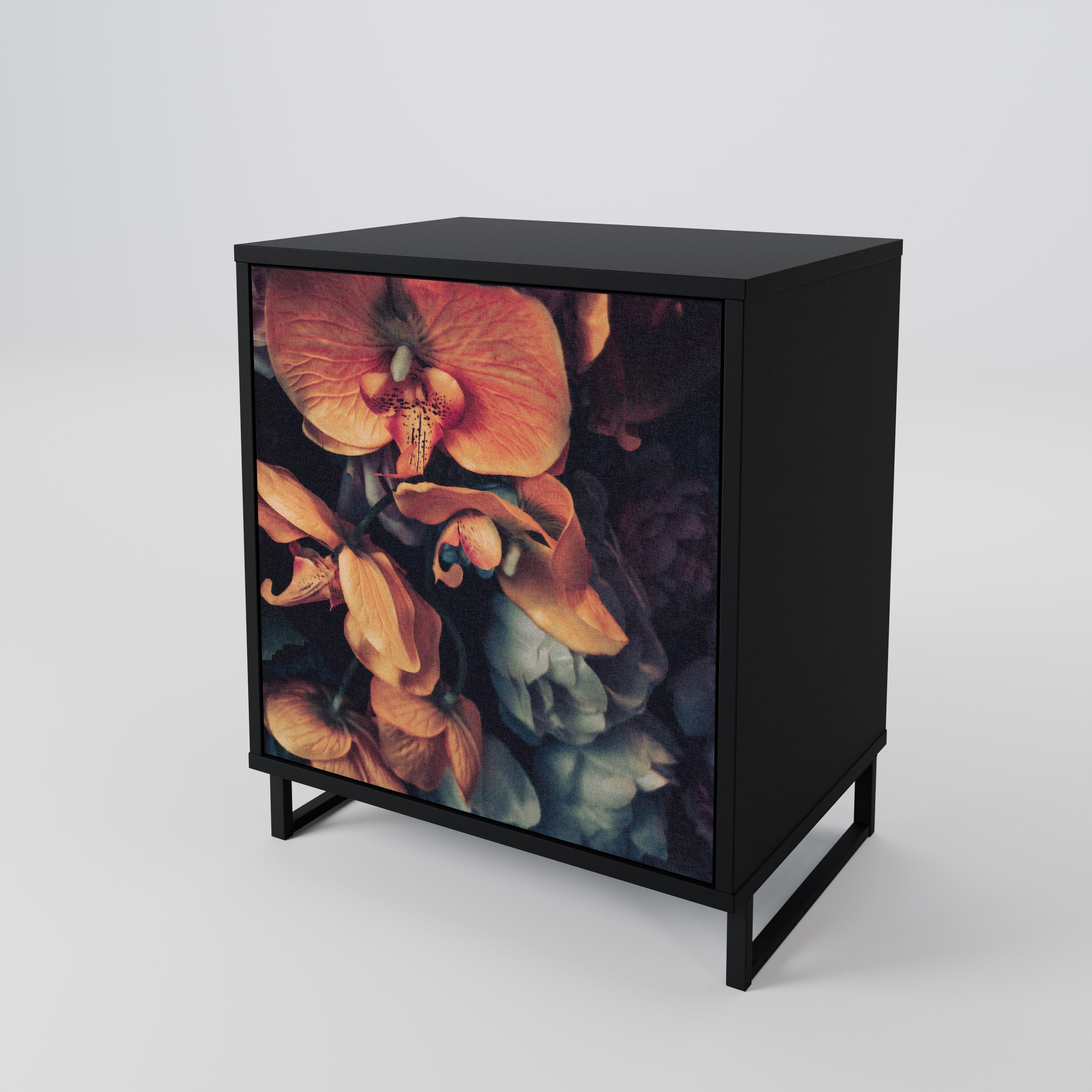 NEVERENDING BLOOM Sideboard mit 1 Tür in Schwarz