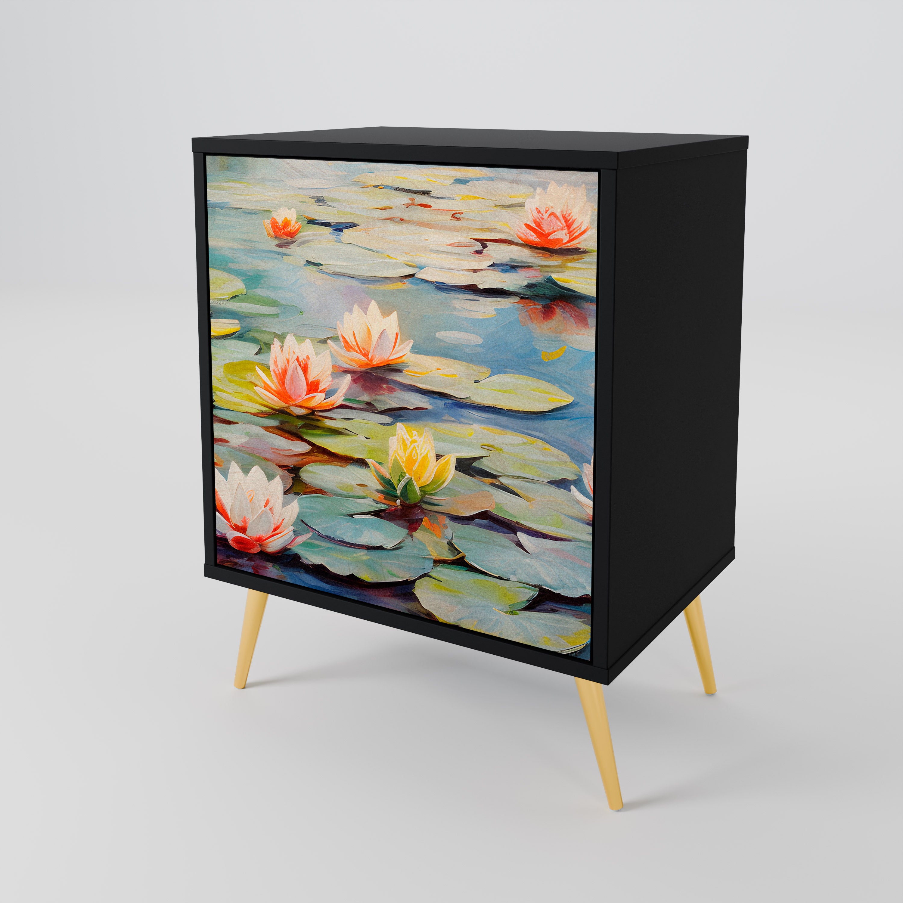 BLOOMING WATERS Sideboard mit 1 Tür in Schwarz