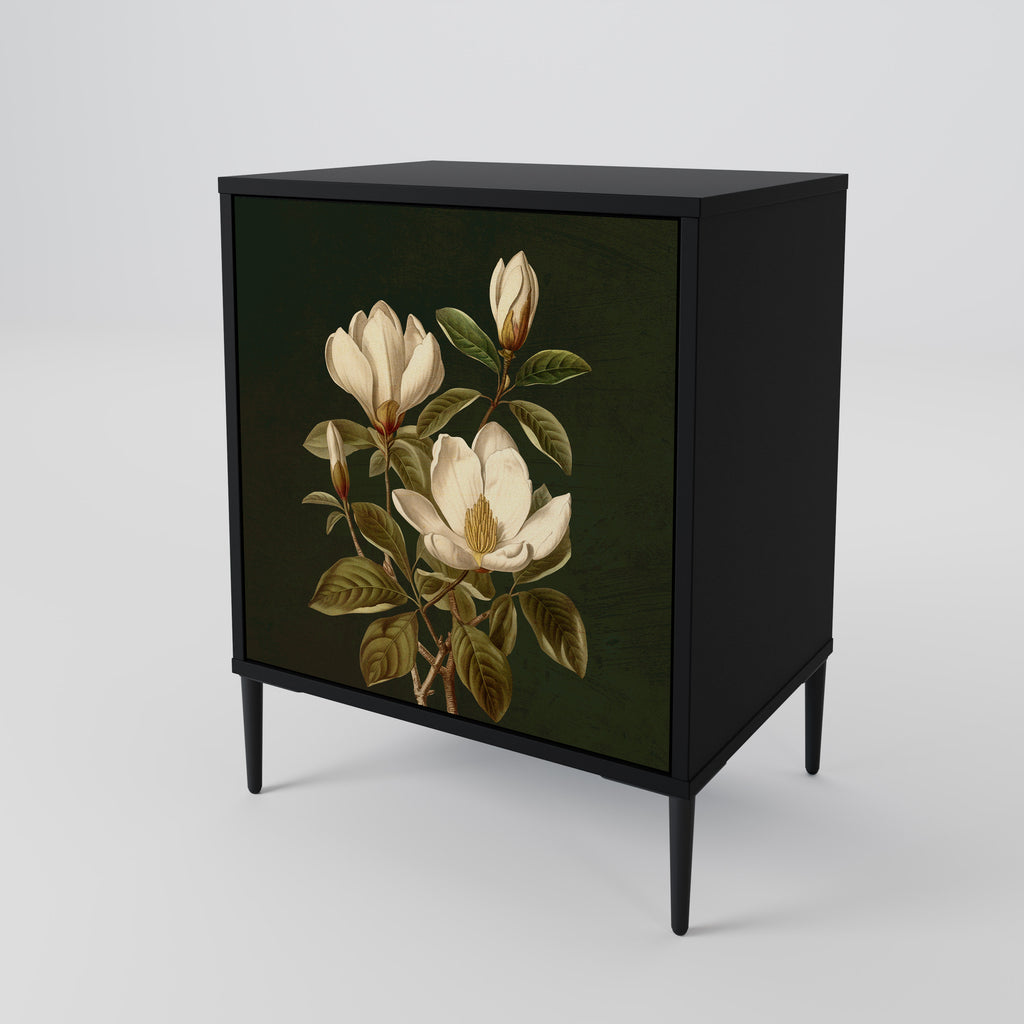 FLORAL NOIR 1-Door Sideboard in Black Finish