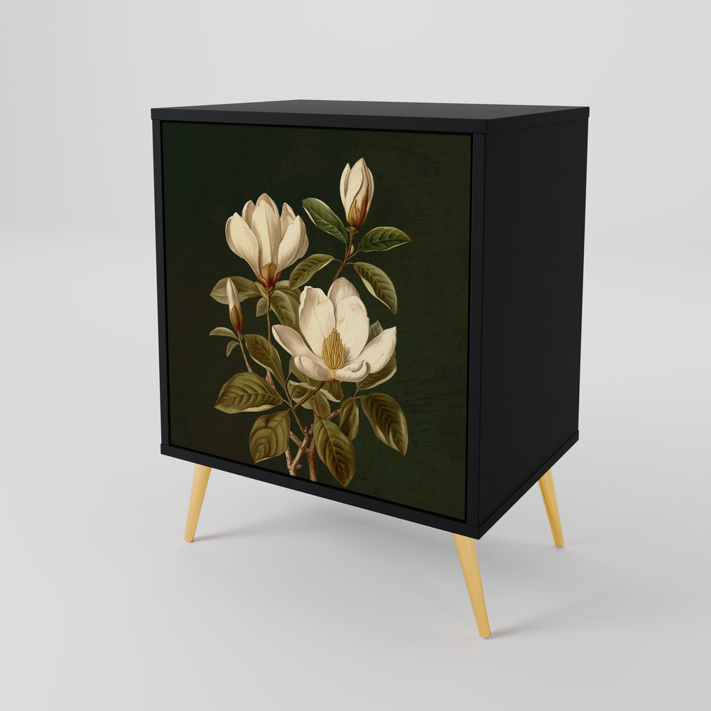 FLORAL NOIR 1-Door Sideboard in Black Finish