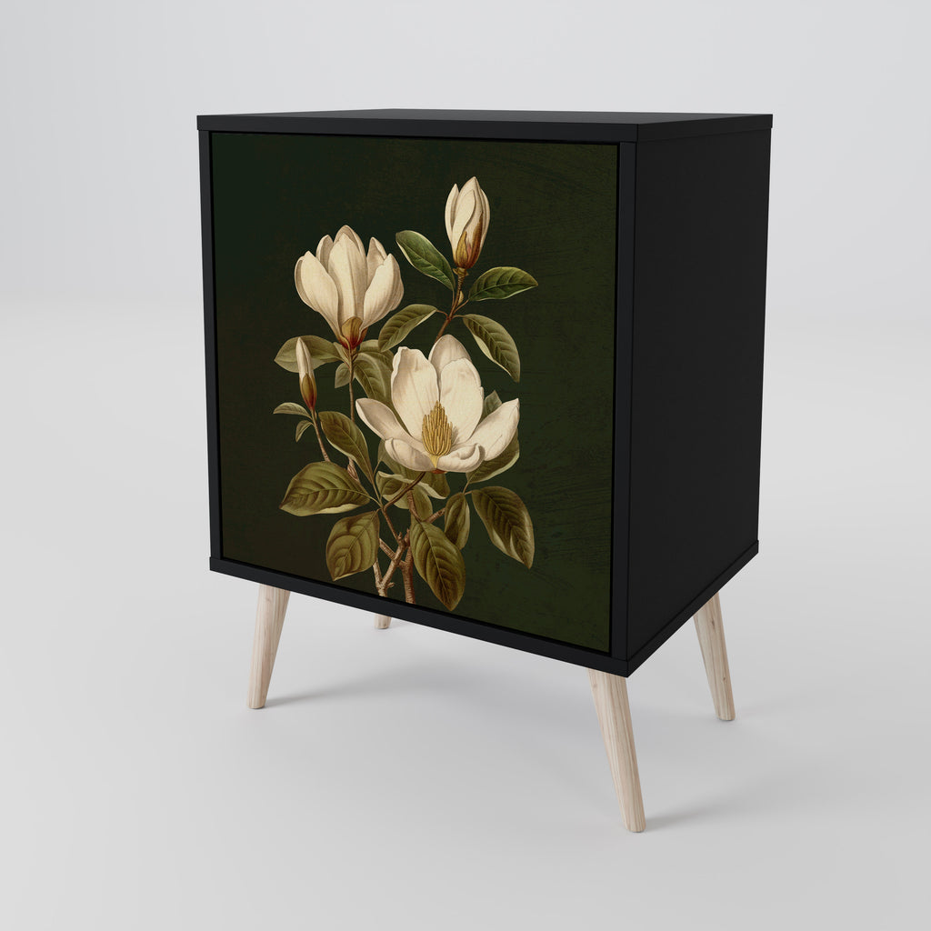 FLORAL NOIR 1-Door Sideboard in Black Finish